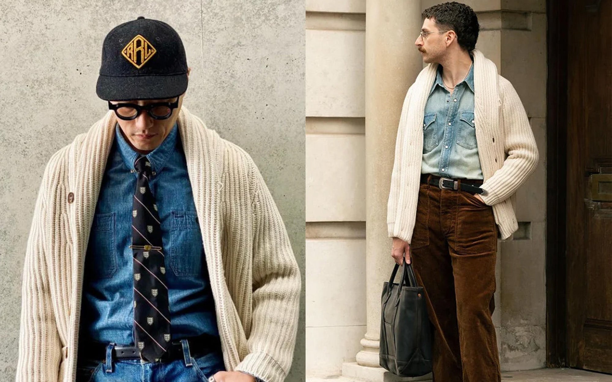 Superfine Lambswool Shawl Collar Cardigan in Ecru