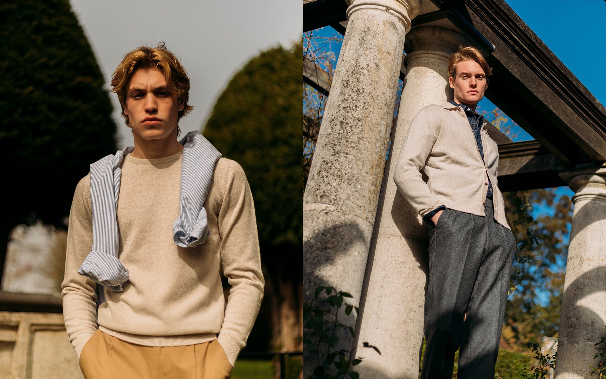 Oatmeal knitwear for spring
