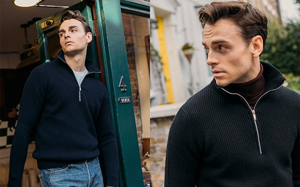 Introducing the Cashmere Alpine Half Zip Sweater