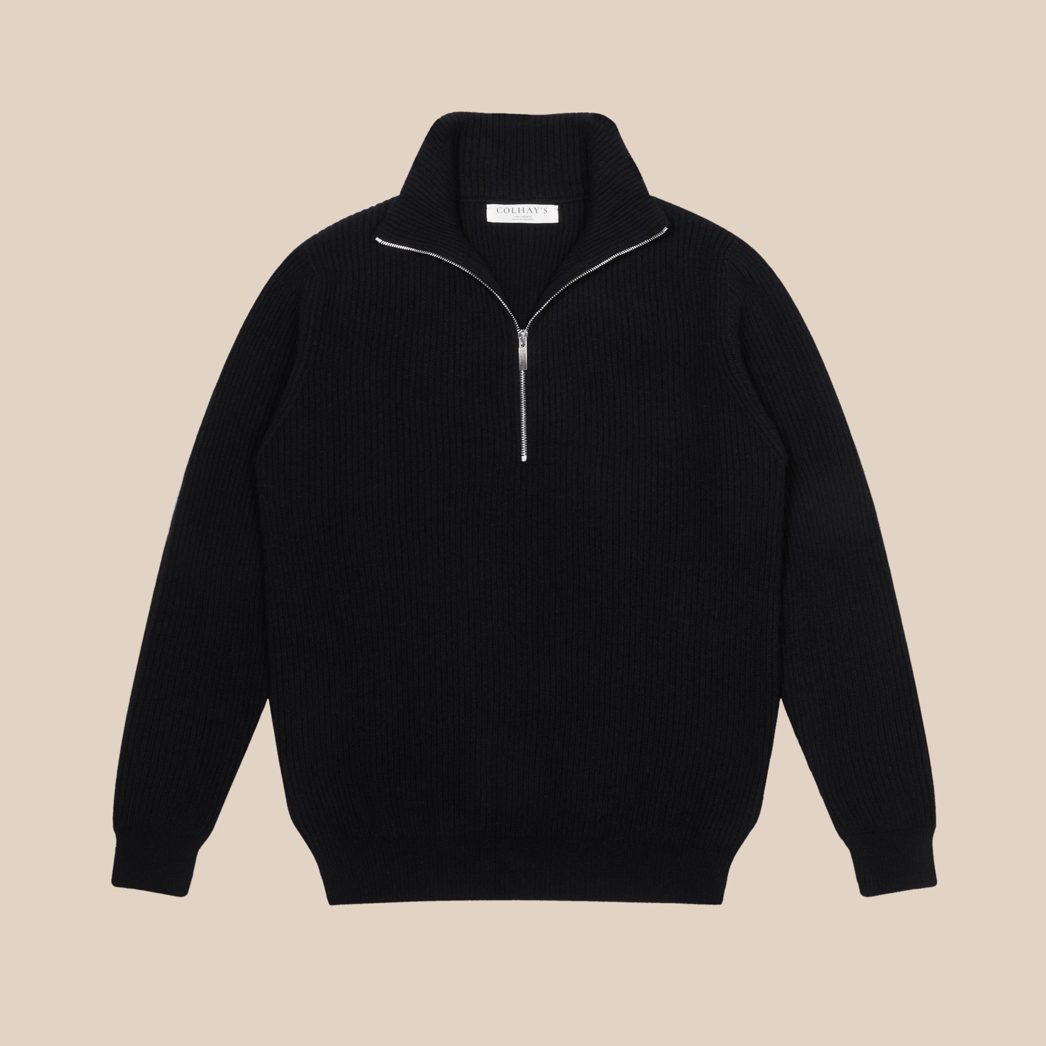 Cashmere alpine half zip sweater in black