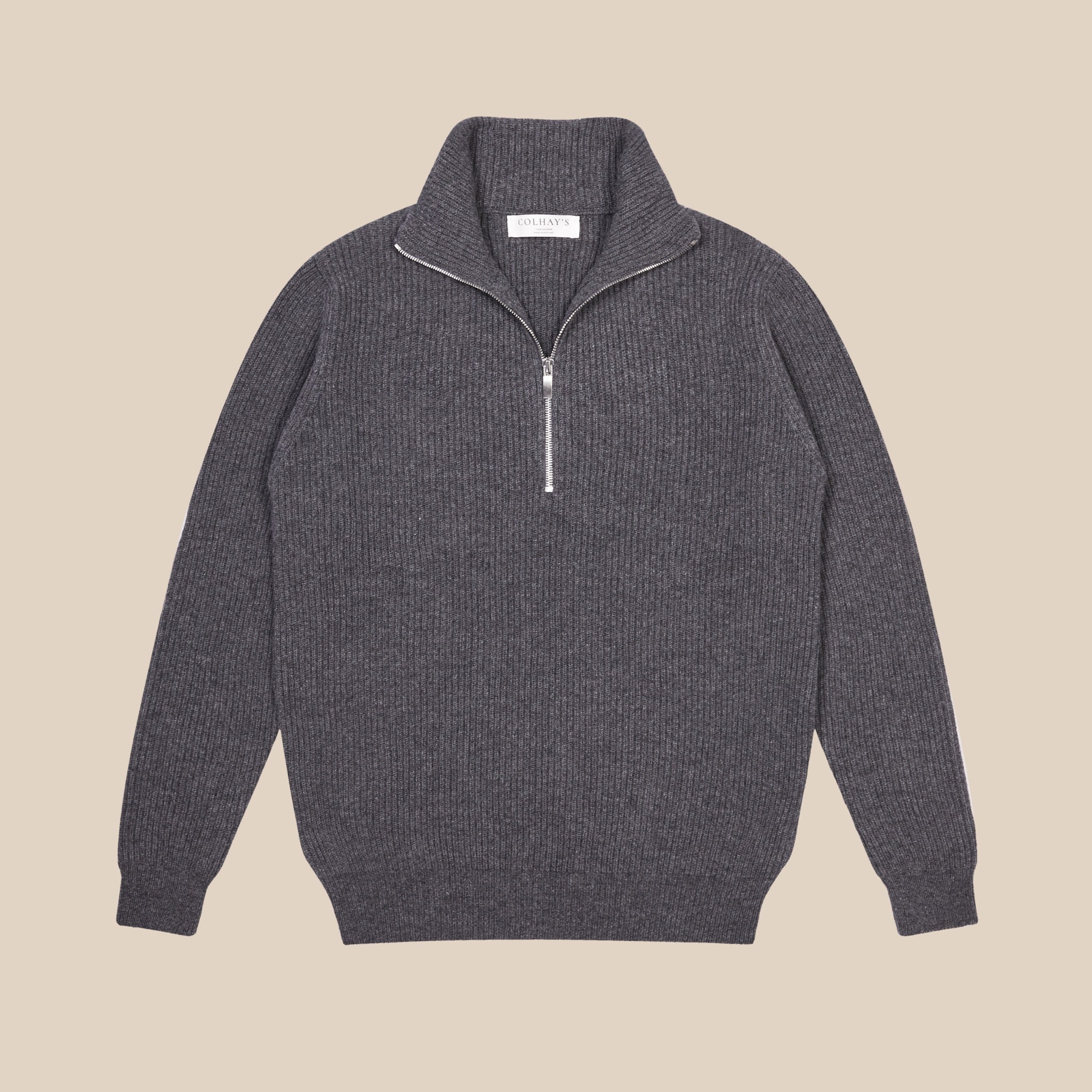 Cashmere alpine half zip sweater in grey mélange