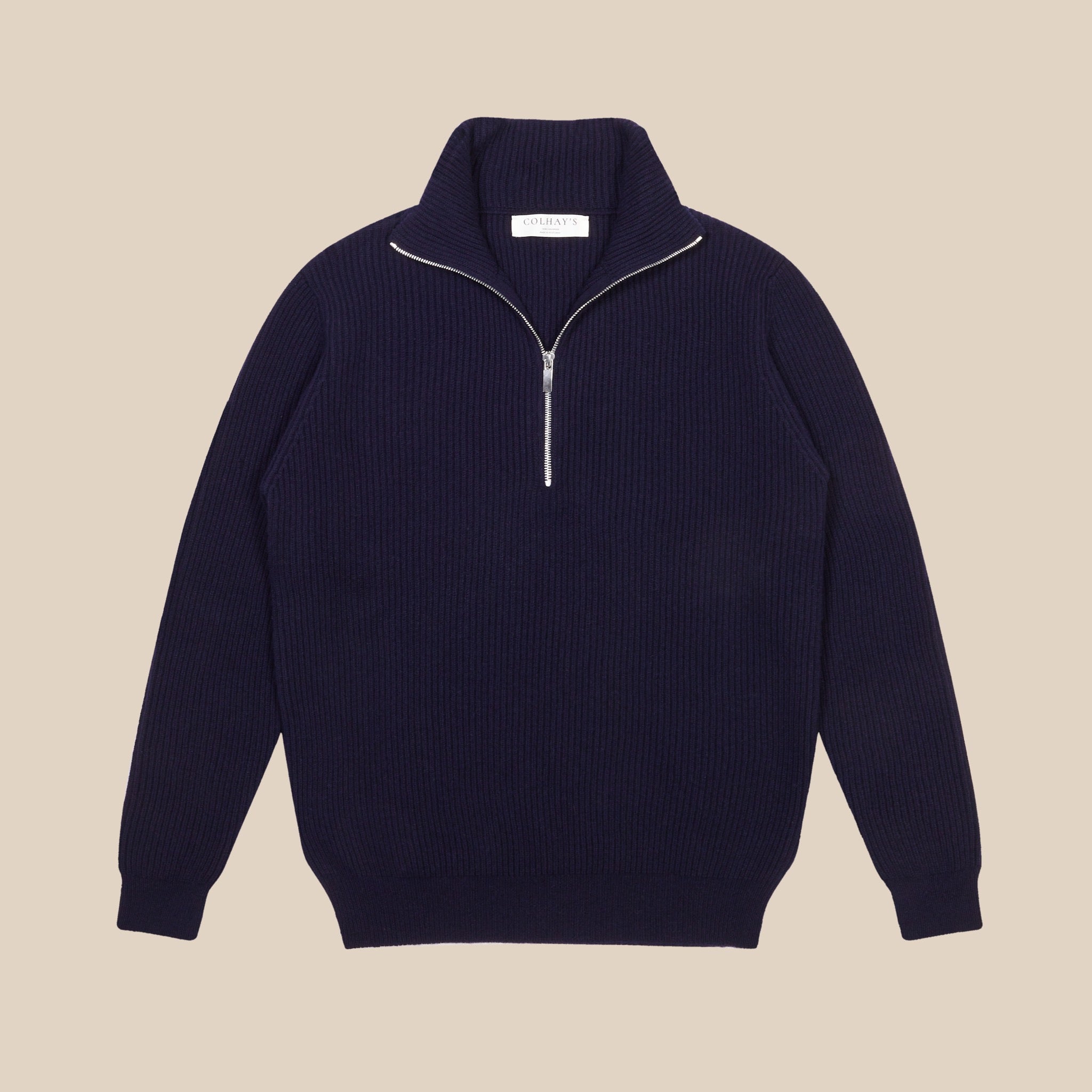 Cashmere alpine half zip sweater in navy