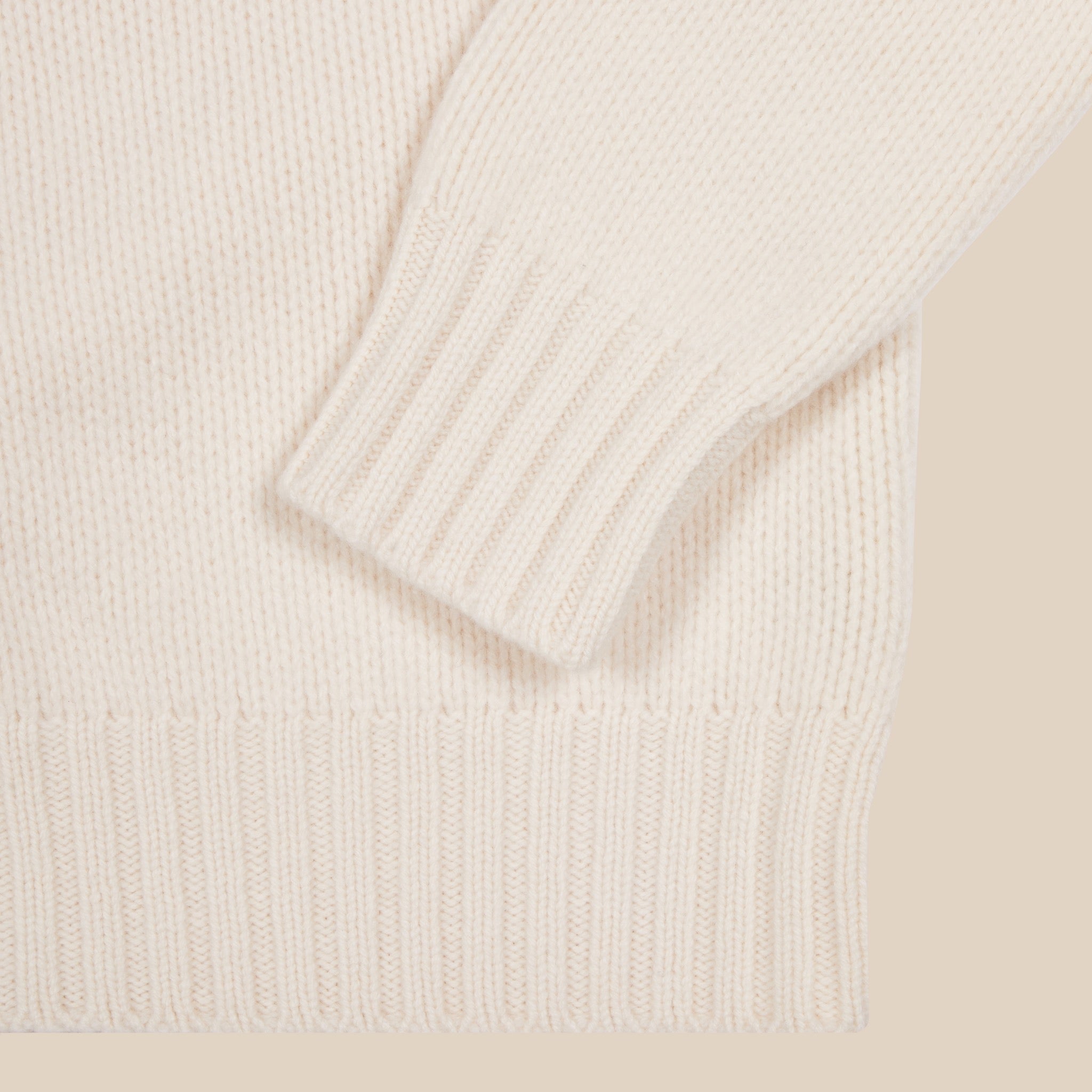 Superfine lambswool rugby shawl sweater in cream