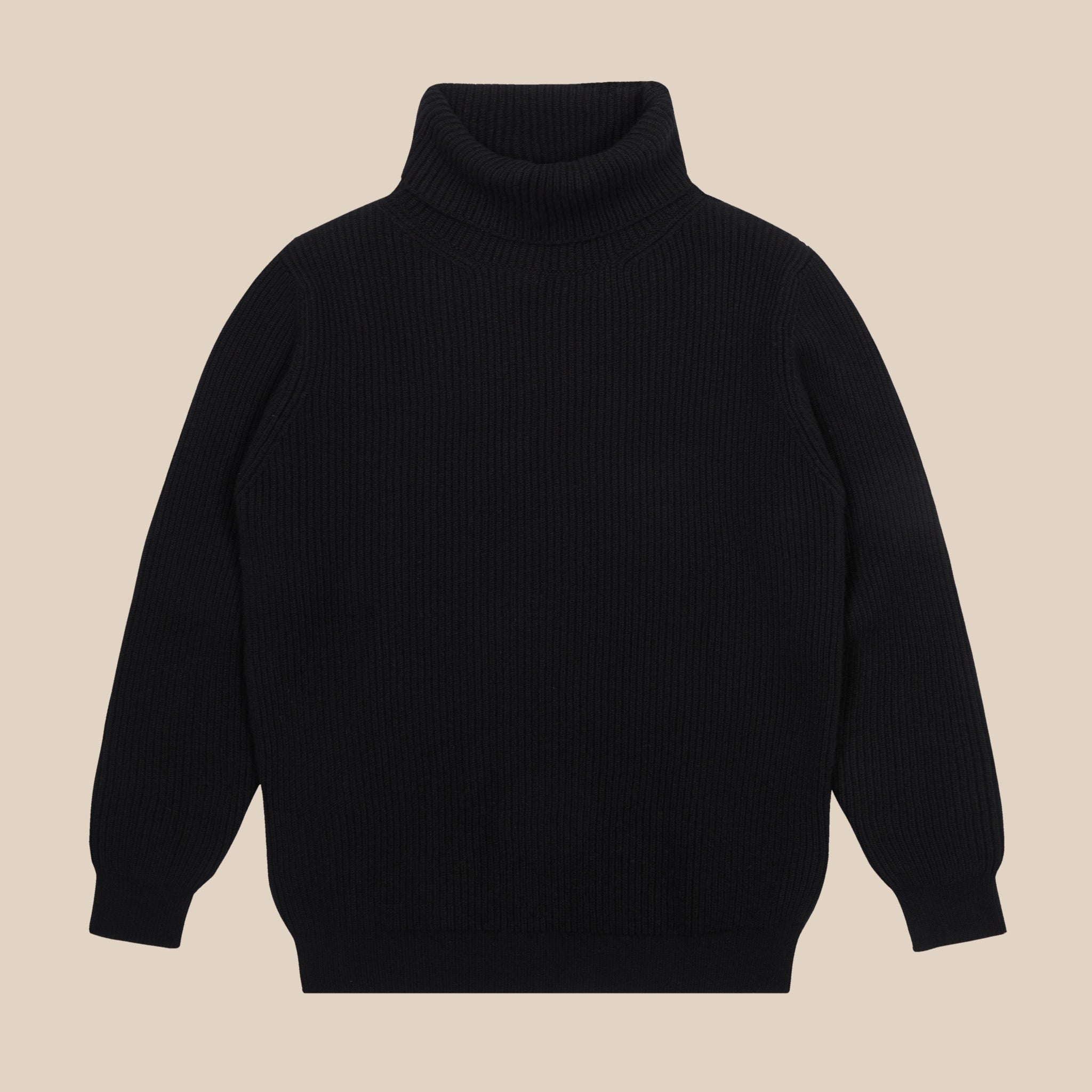 Cashmere ribbed submariner rollneck in black