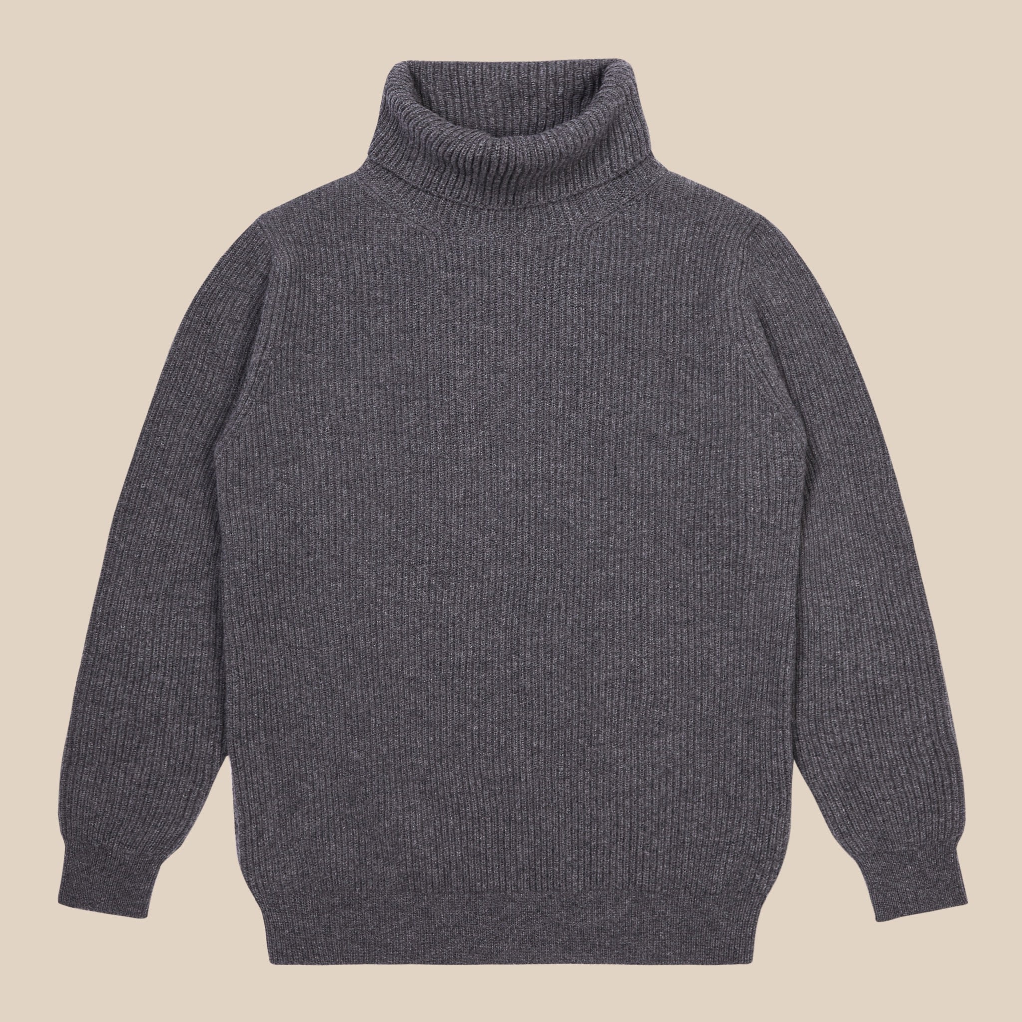 Cashmere ribbed submariner rollneck in grey mélange