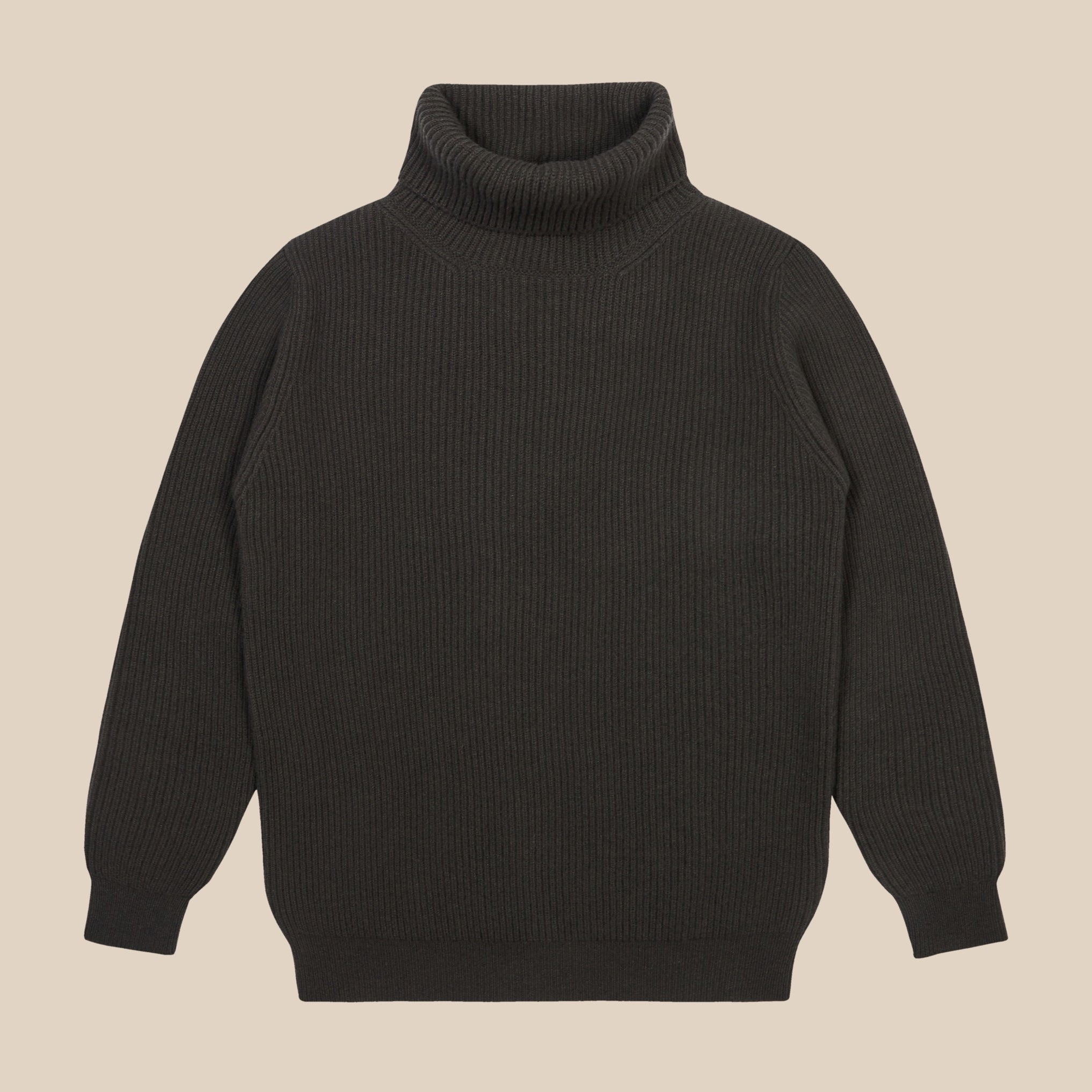 Cashmere ribbed submariner rollneck in dark olive