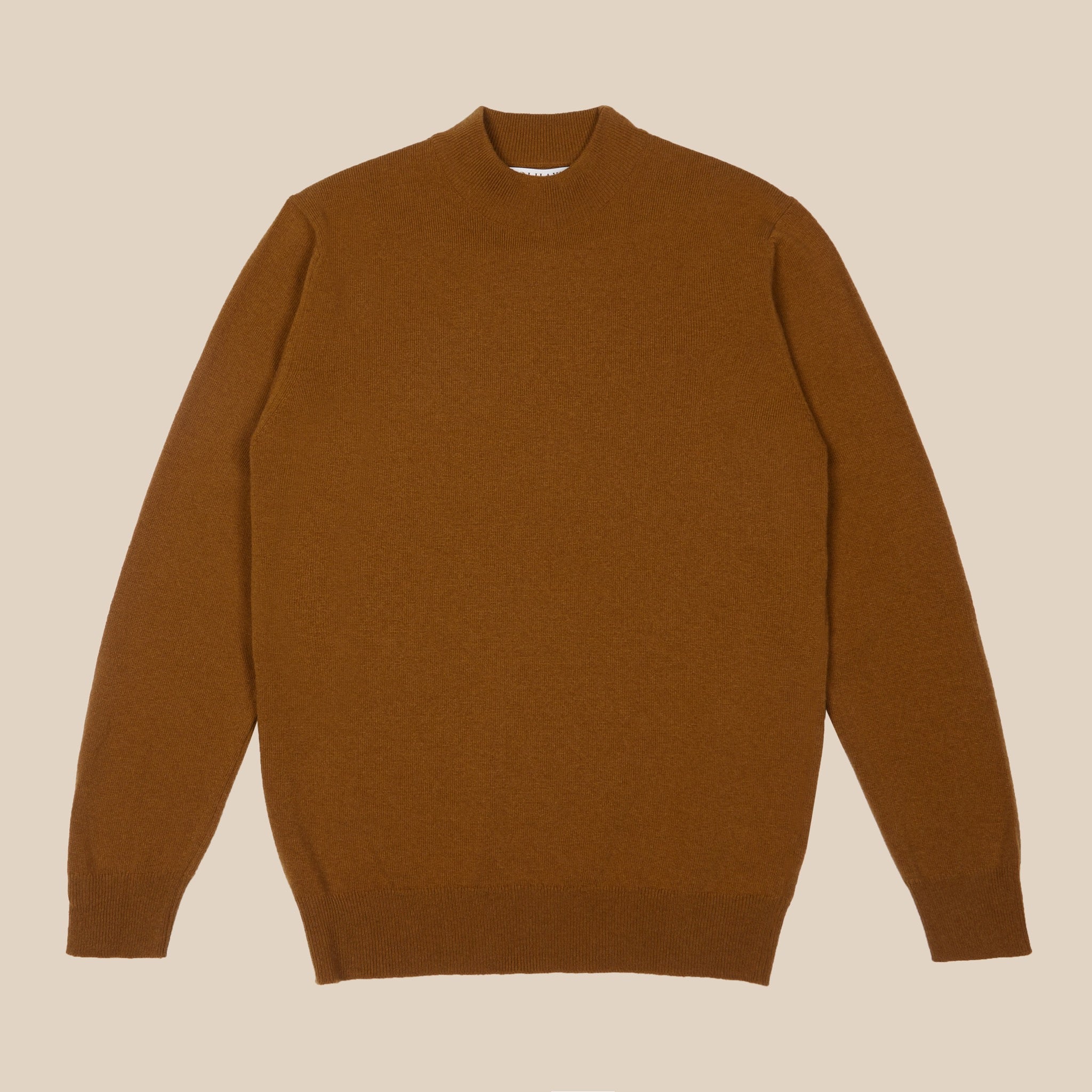 Superfine lambswool mock neck in vintage camel - Colhay's