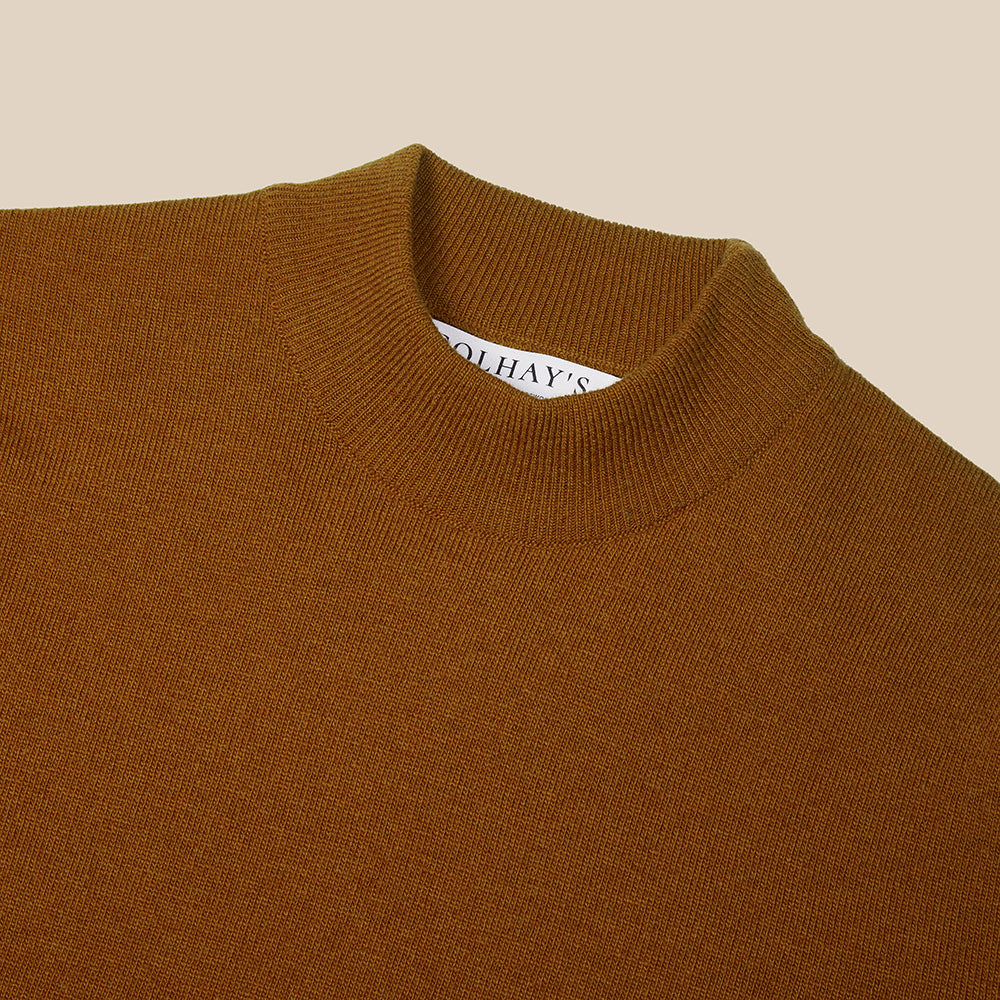 Superfine lambswool mock neck in vintage camel - Colhay's