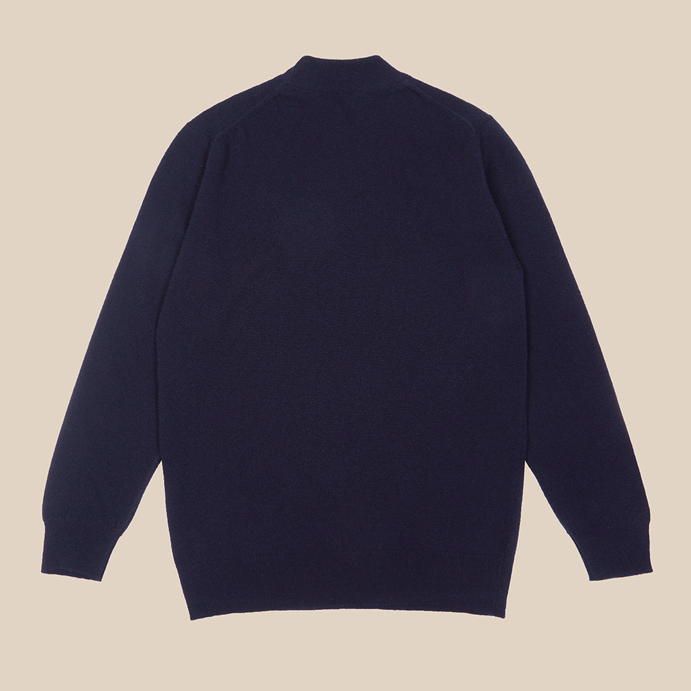 Superfine lambswool mock neck in navy - Colhay's
