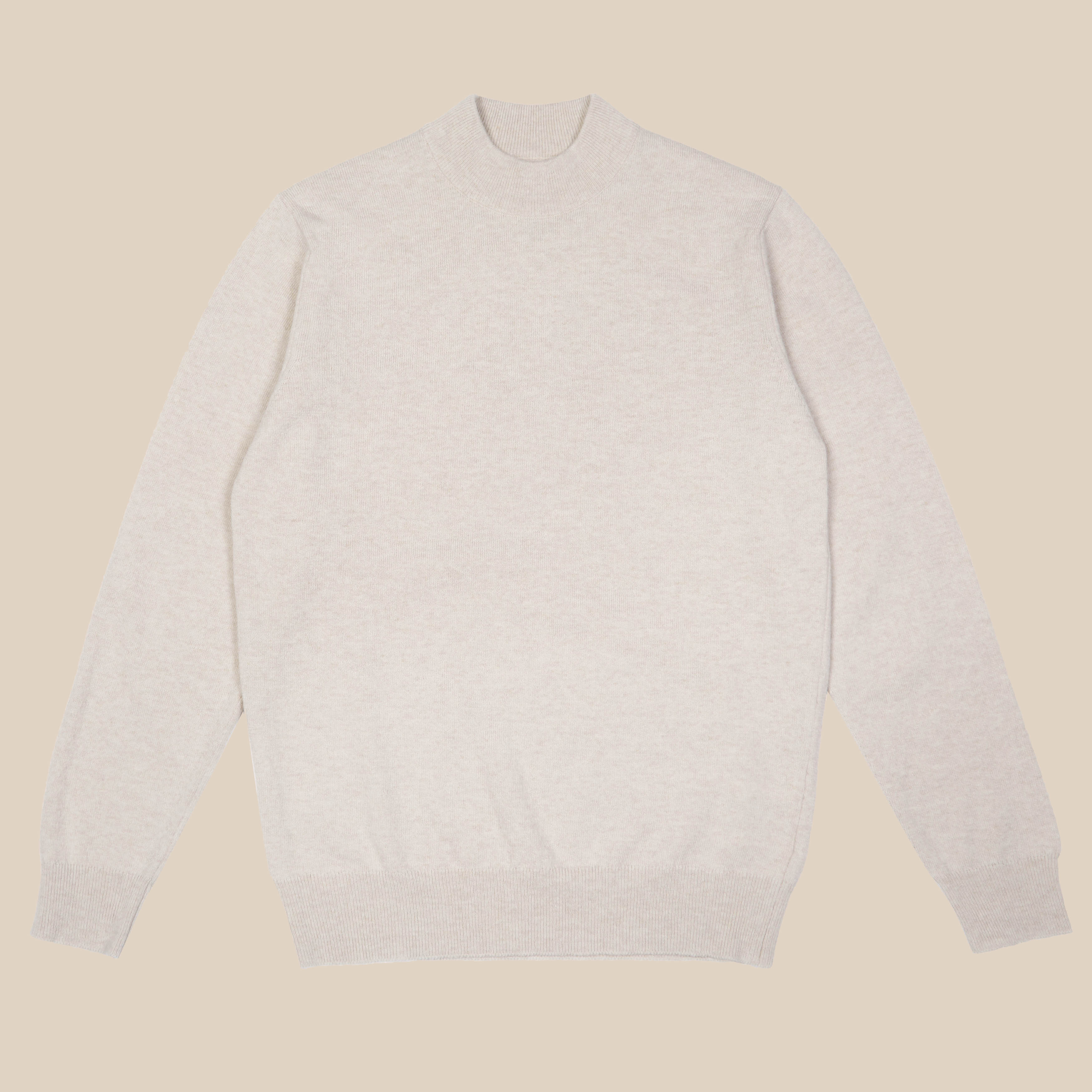 Superfine lambswool mock neck in oatmeal - Colhay's