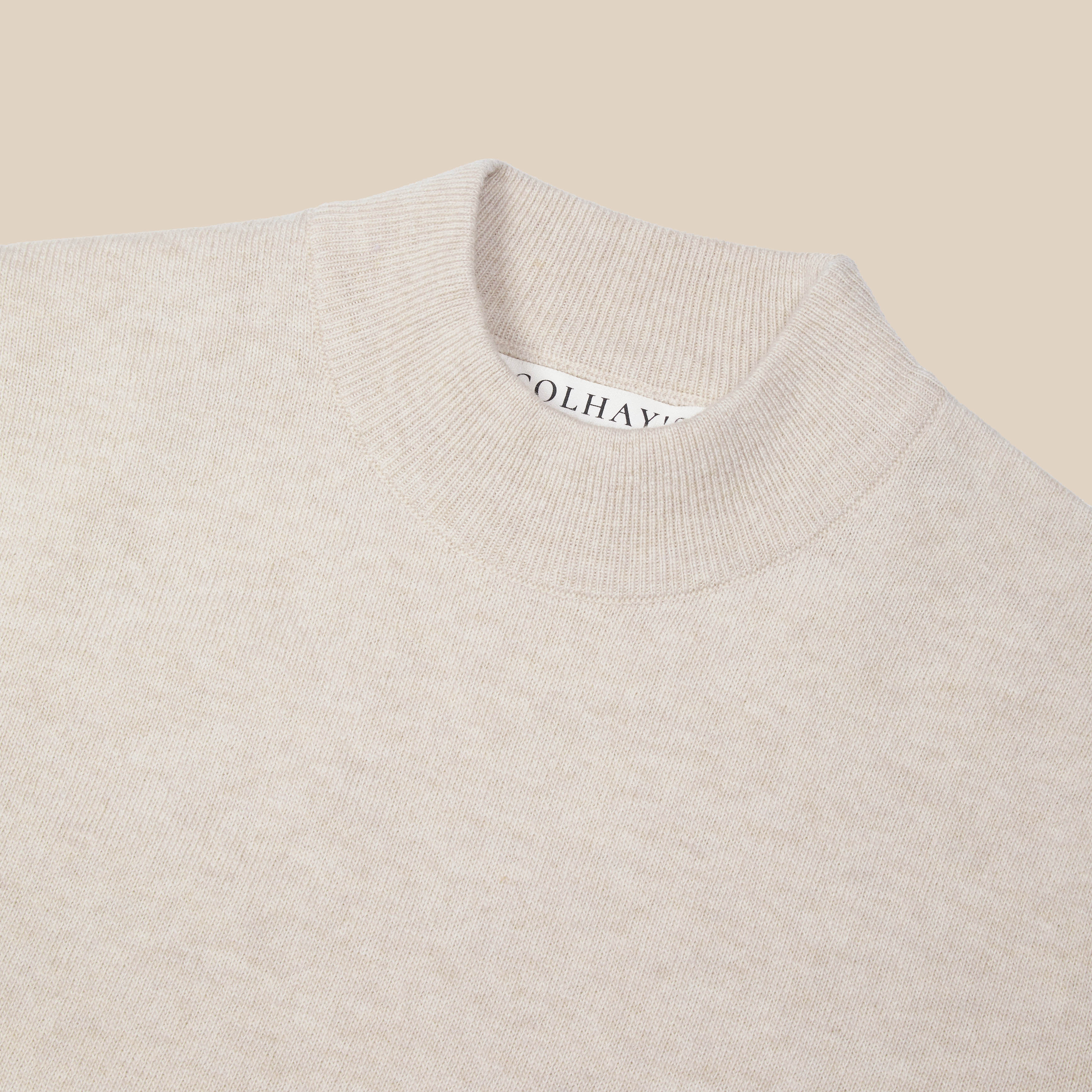 Superfine lambswool mock neck in oatmeal - Colhay's