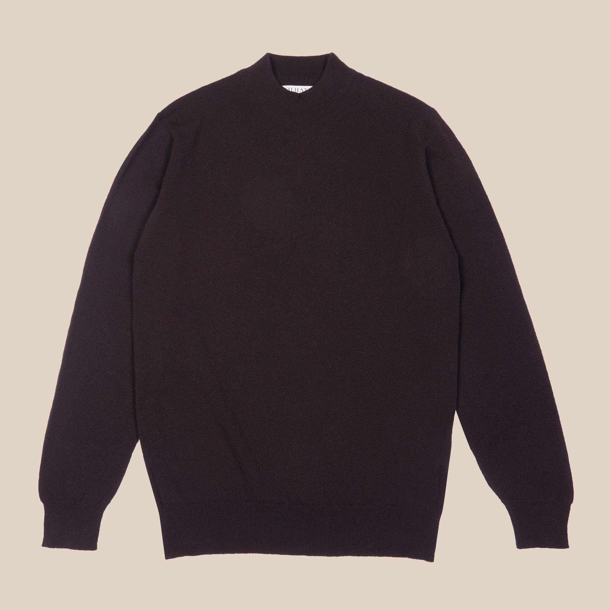 Superfine lambswool mock neck in dark brown - Colhay's