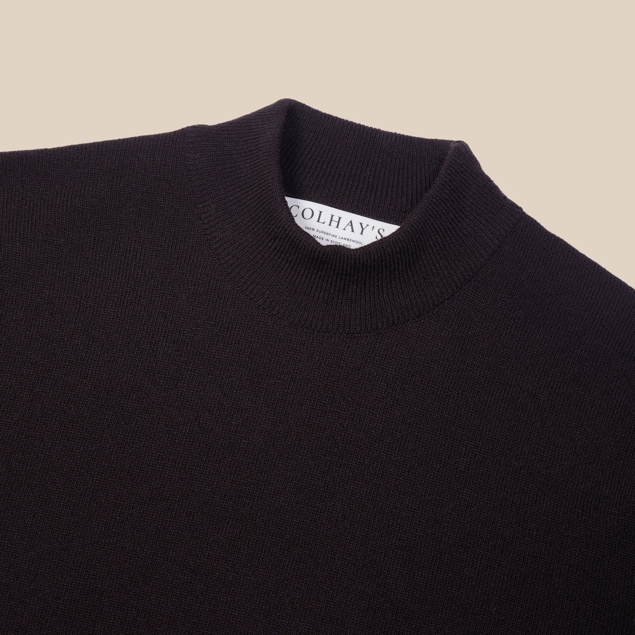 Superfine lambswool mock neck in dark brown - Colhay's
