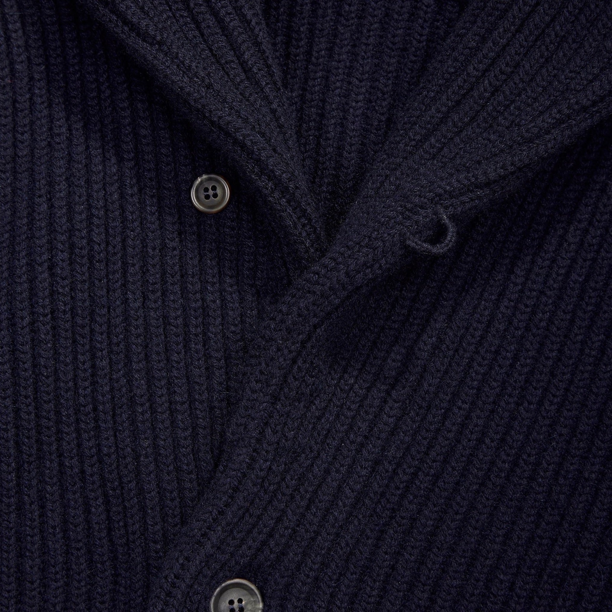 Cashmere shawl collar cardigan in navy