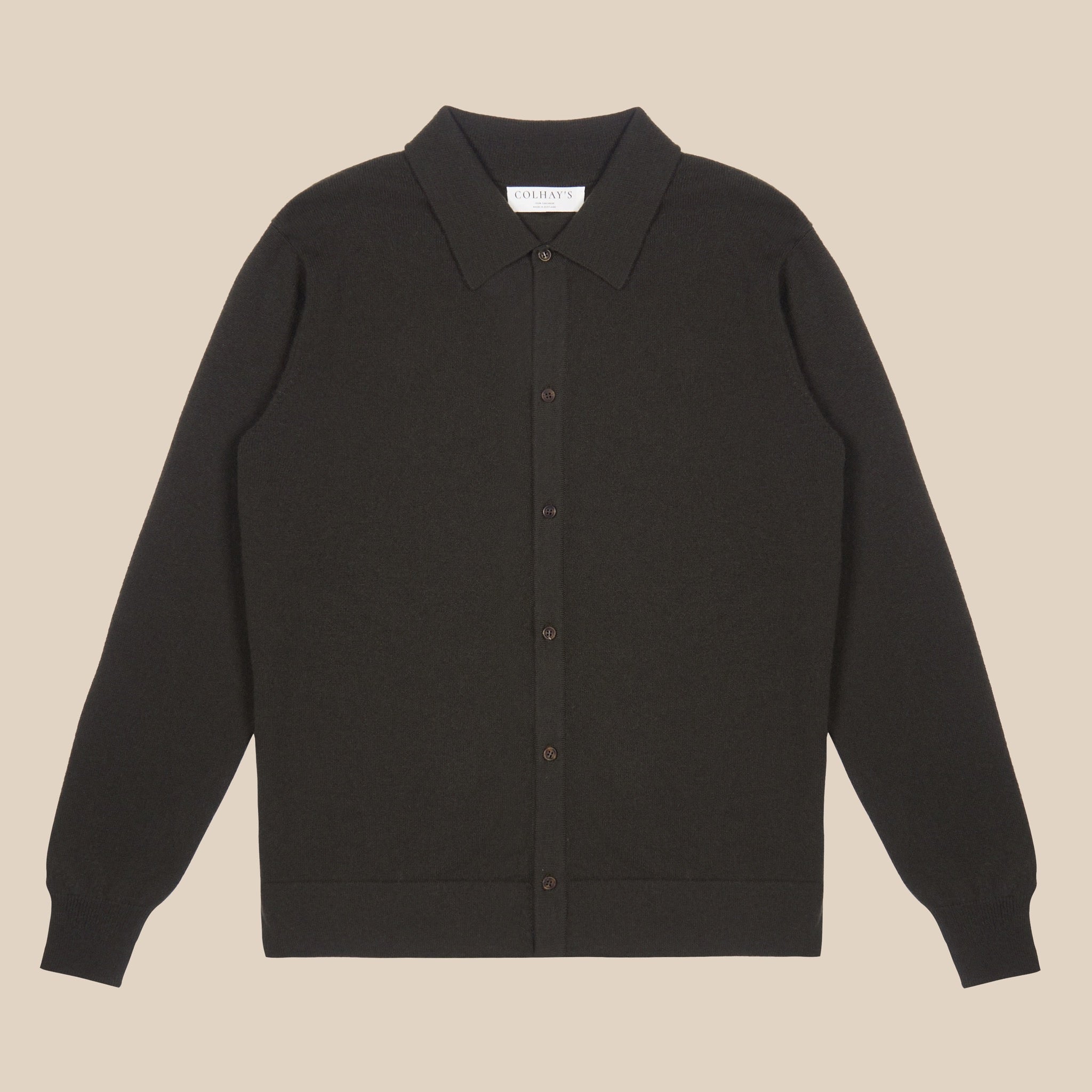 Cashmere shirt cardigan in dark olive