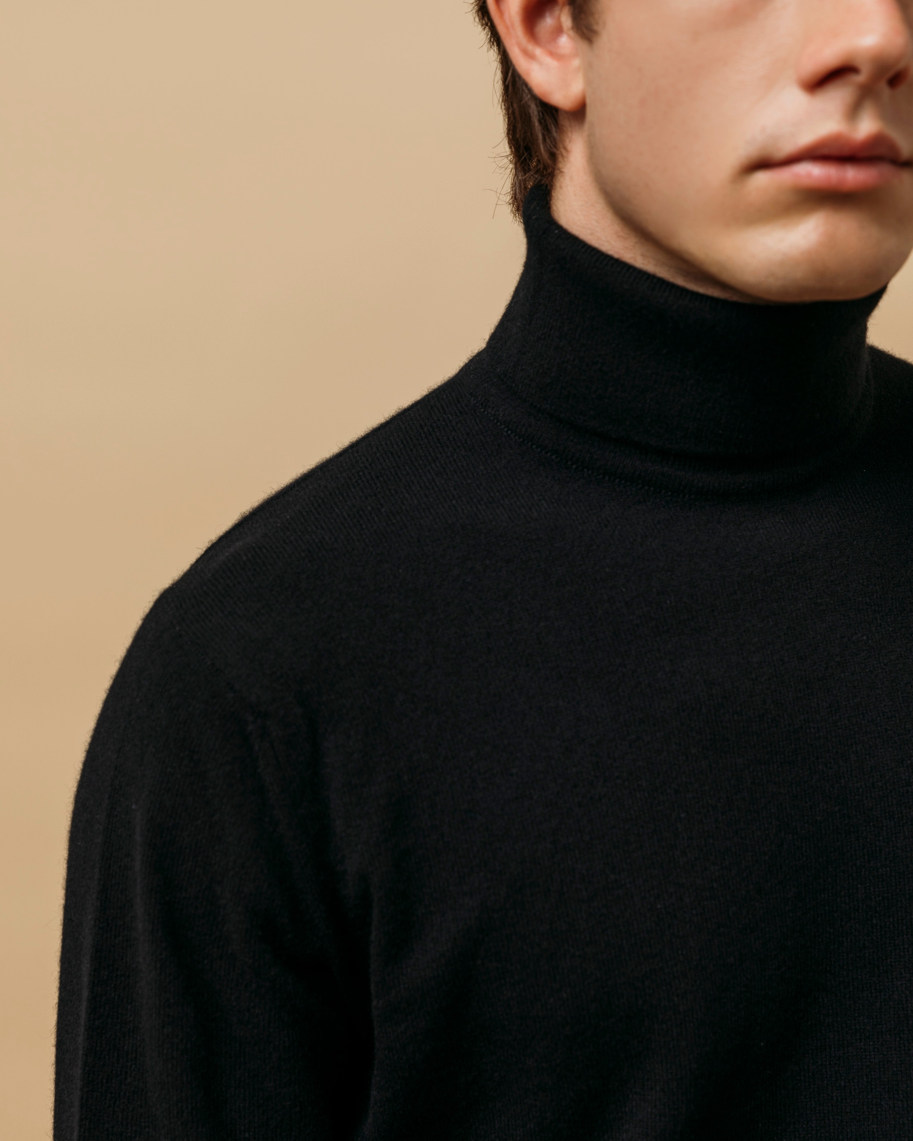 カシミア ベルモンド ロールネック (ブラック)