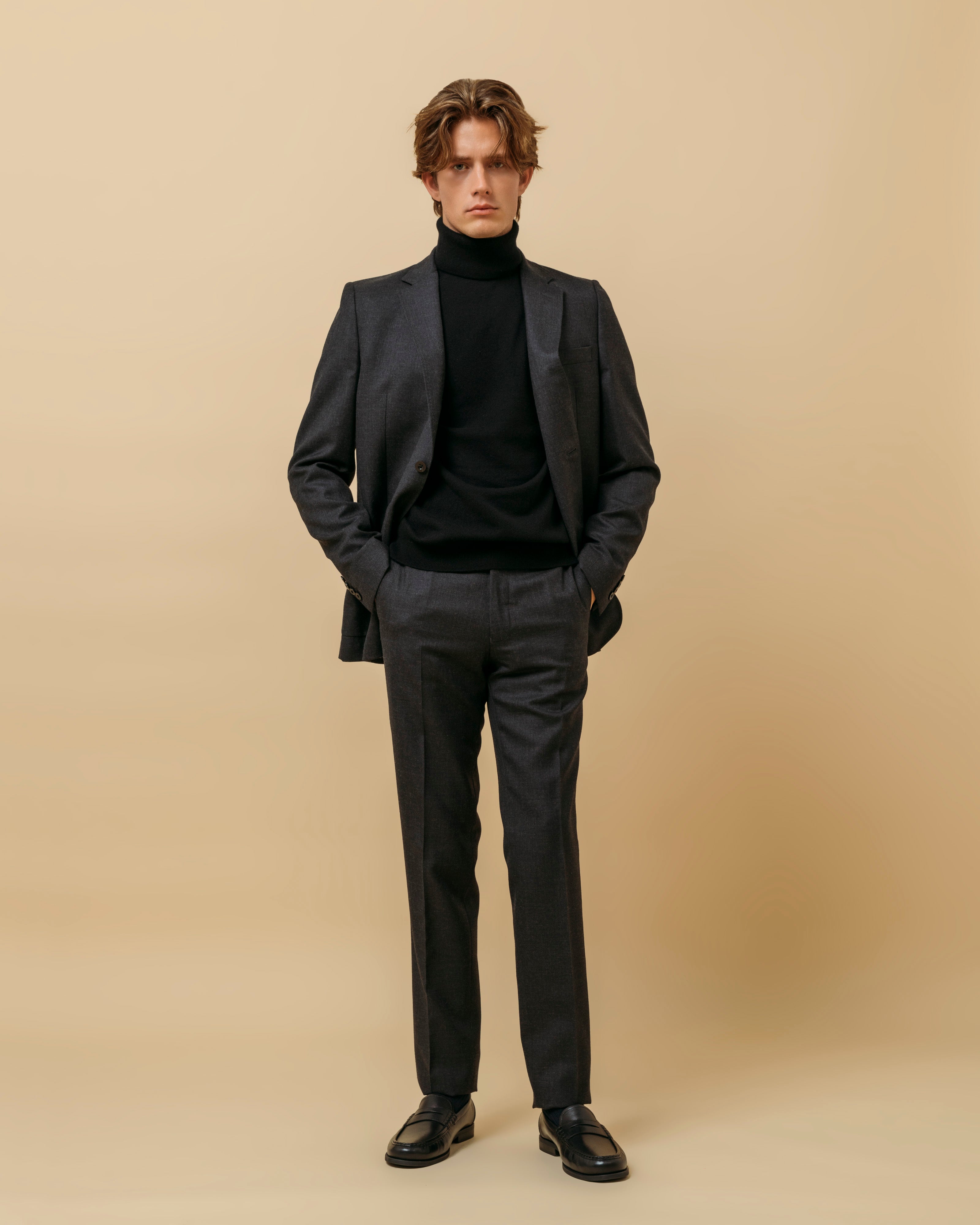 カシミア ベルモンド ロールネック (ブラック)