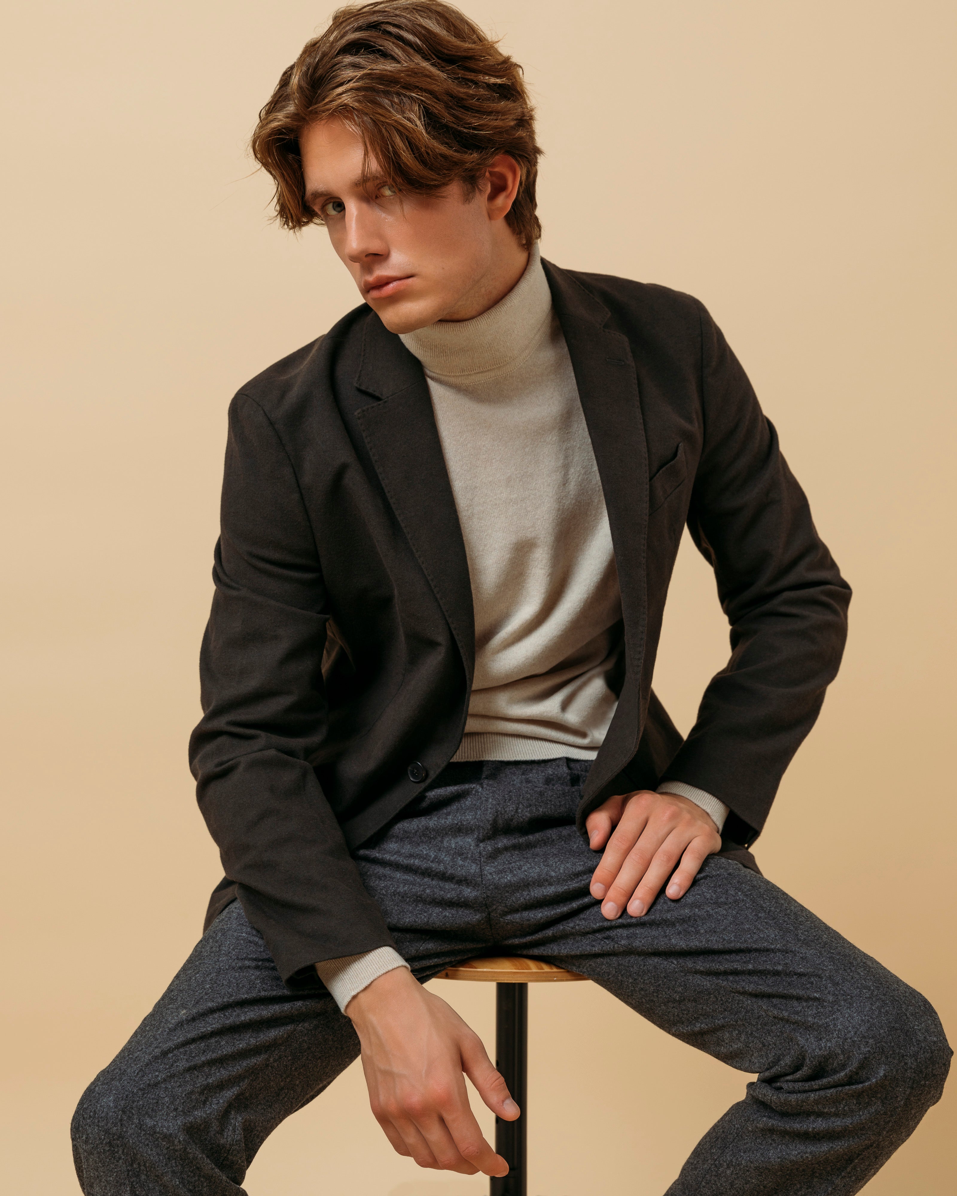 カシミア ベルモンド ロールネック(オートミール)