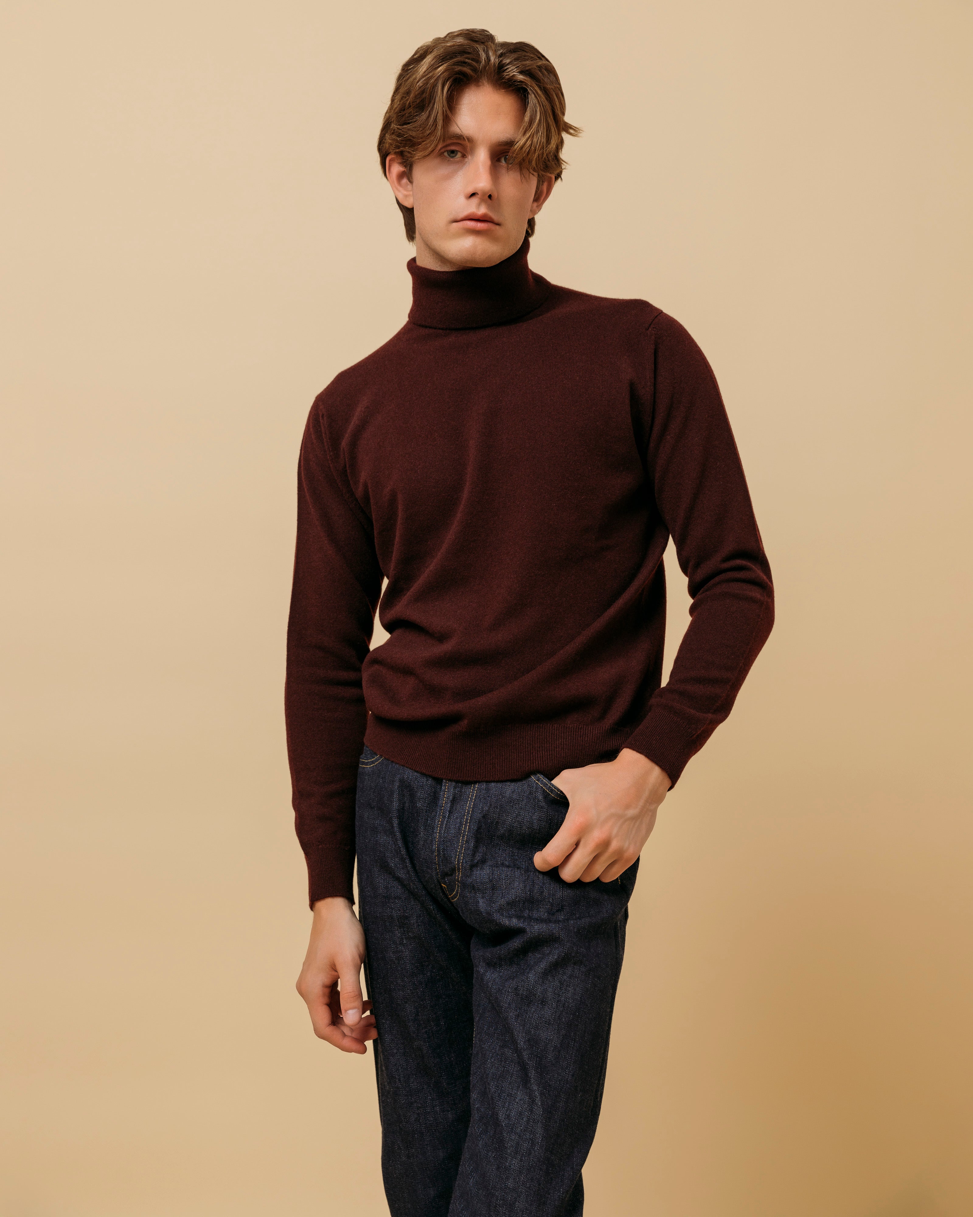Cashmere Belmondo rollneck in wine