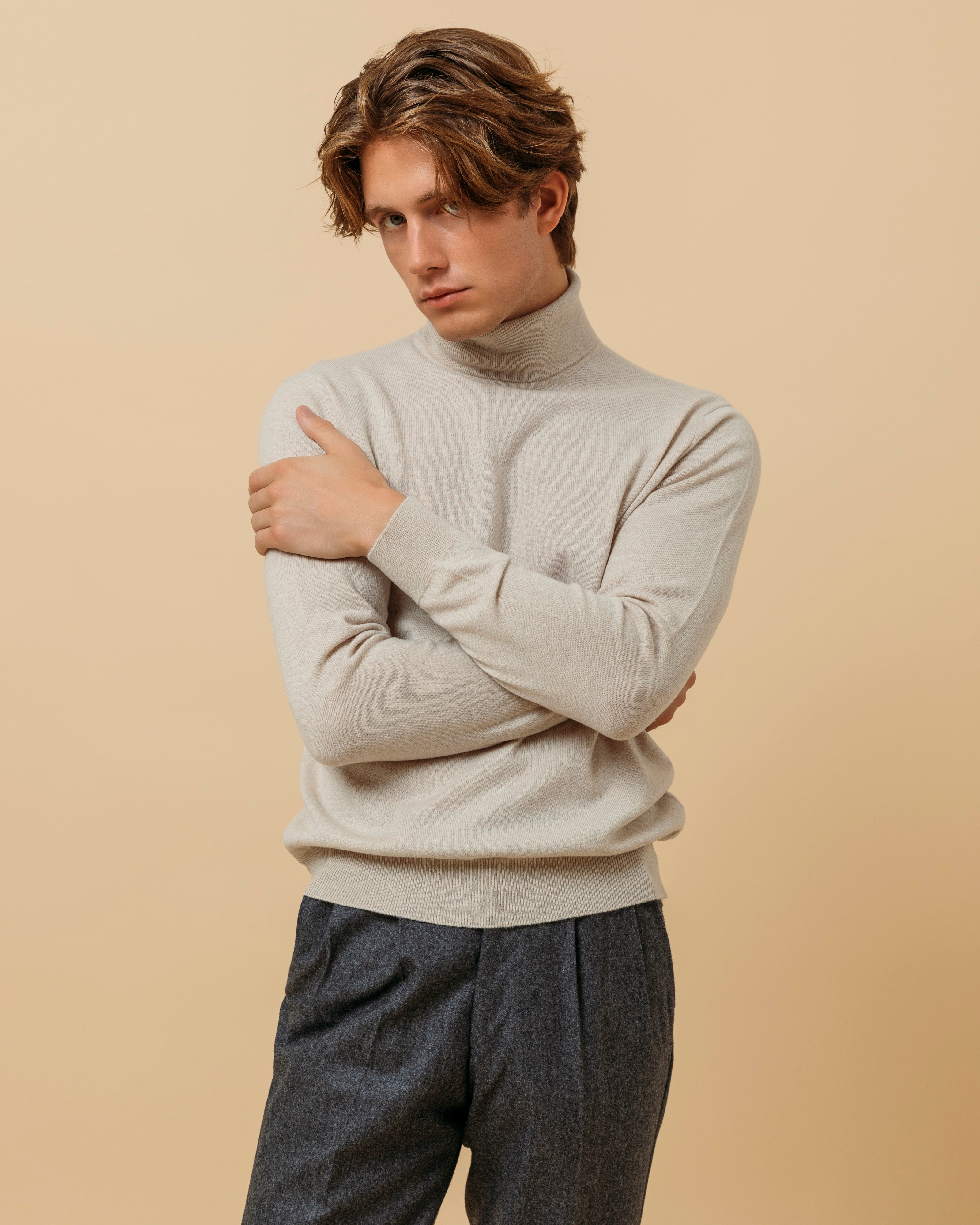 カシミア ベルモンド ロールネック(オートミール)