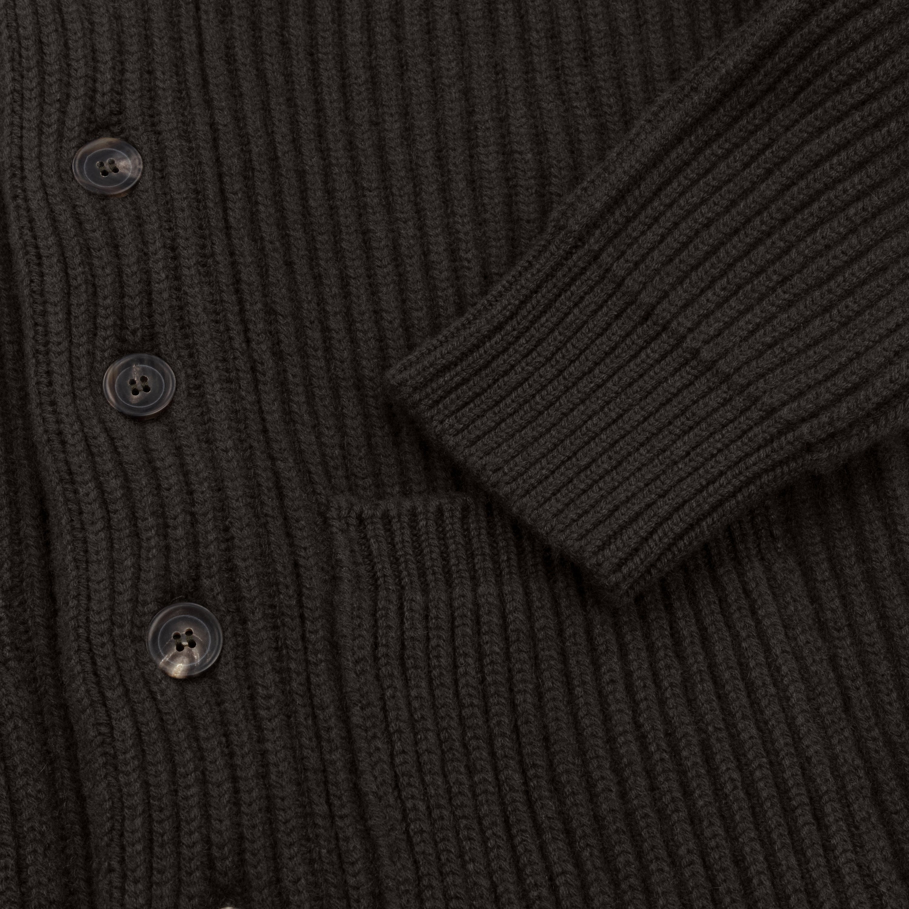 ダークオリーブのカシミアショールカラーカーディガン