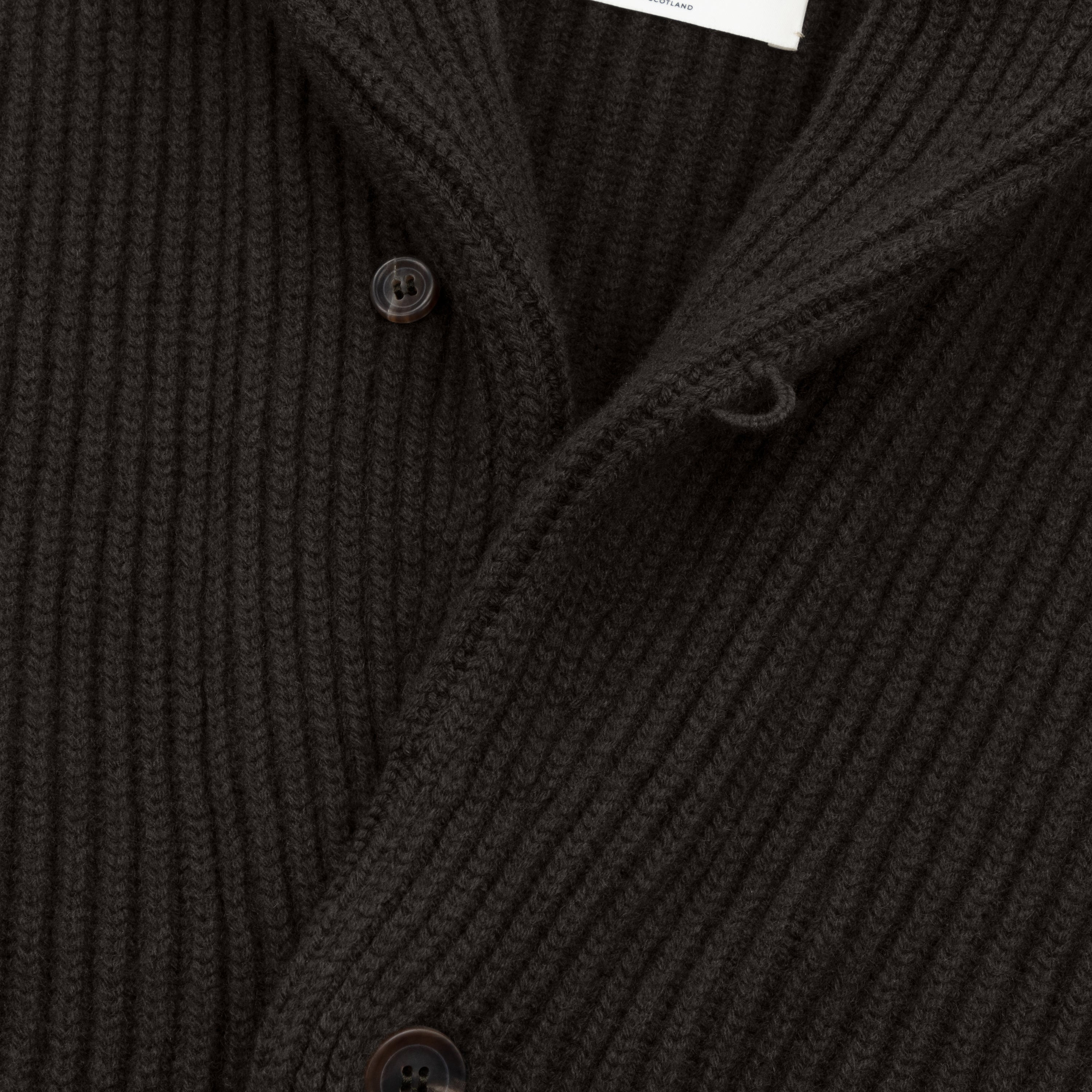 ダークオリーブのカシミアショールカラーカーディガン