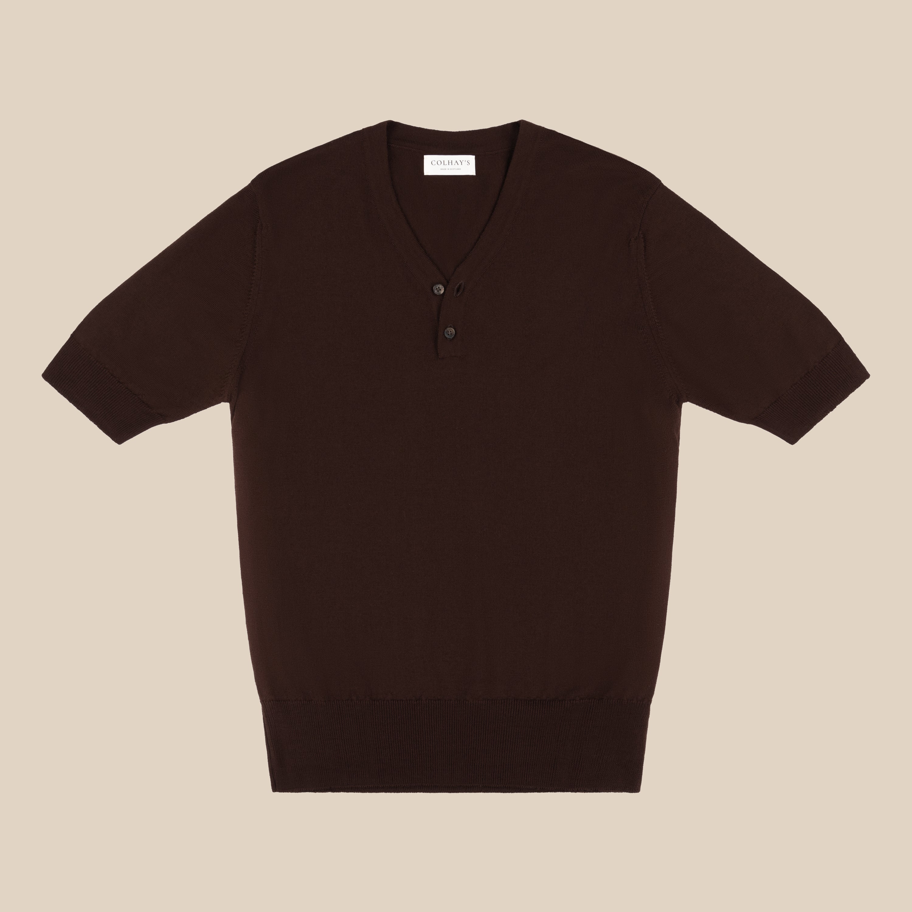 Merino rower's henley shirt in brown - Colhay's