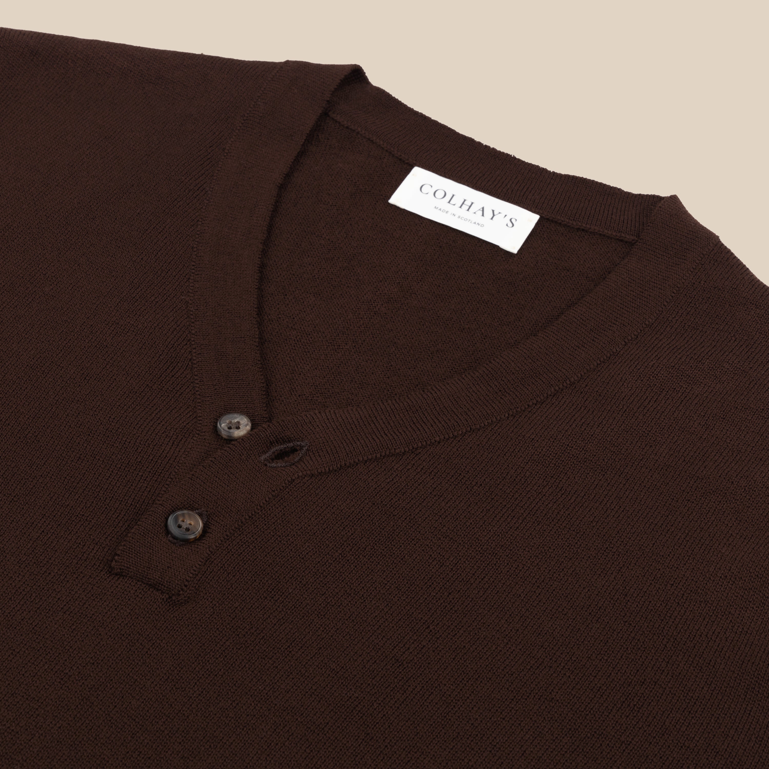 Merino rower's henley shirt in brown - Colhay's