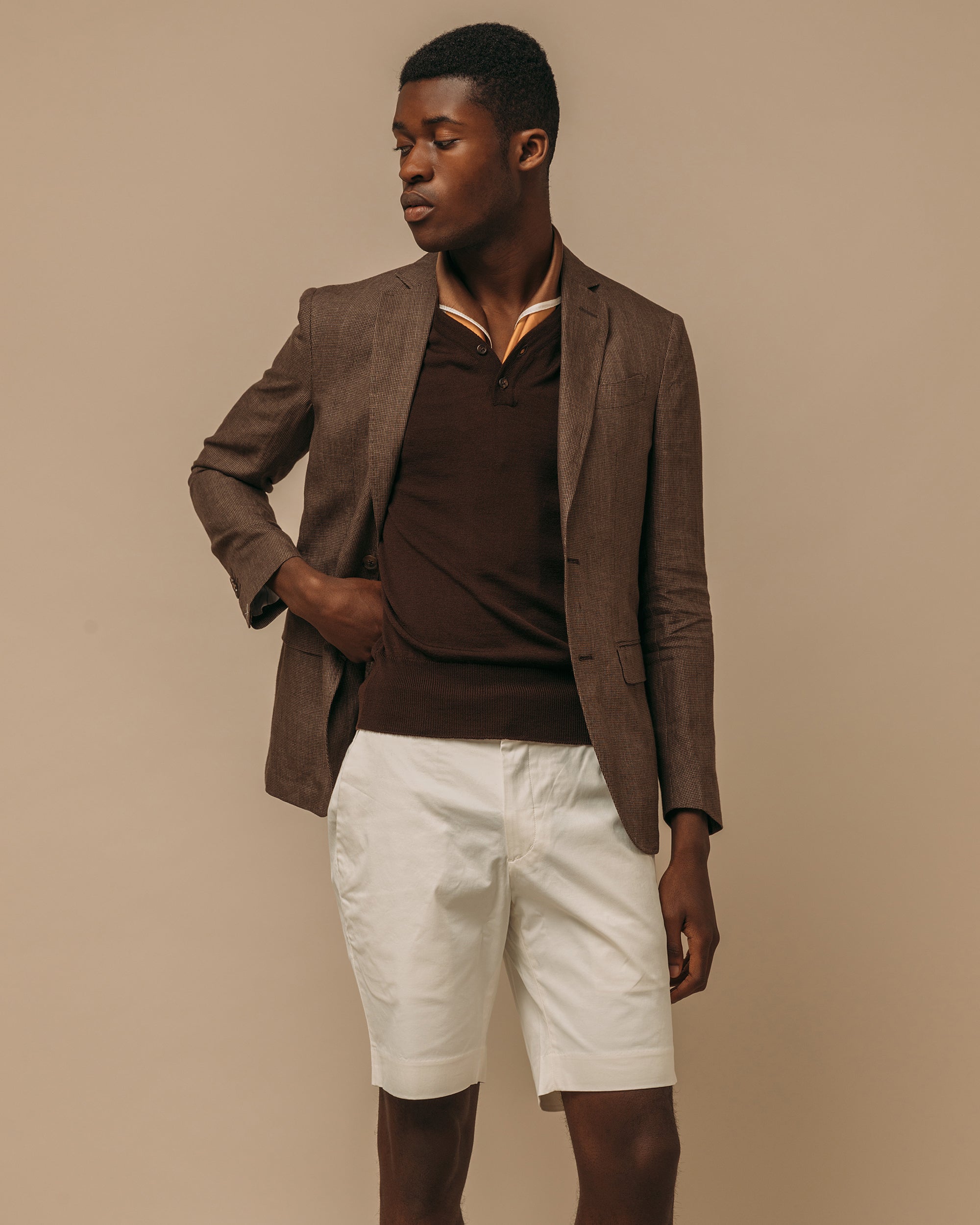 Merino rower's henley shirt in brown - Colhay's
