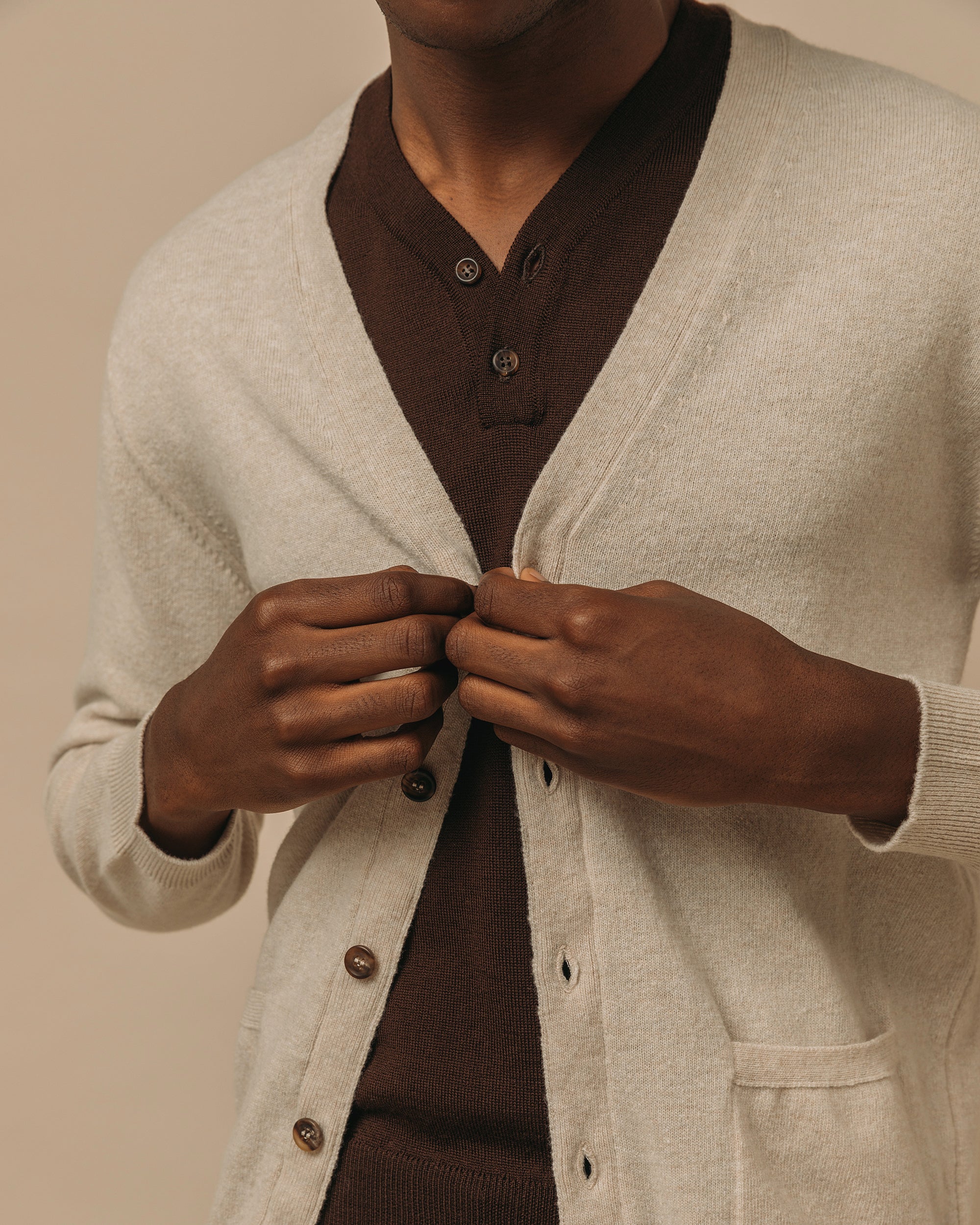 Merino rower's henley shirt in brown - Colhay's