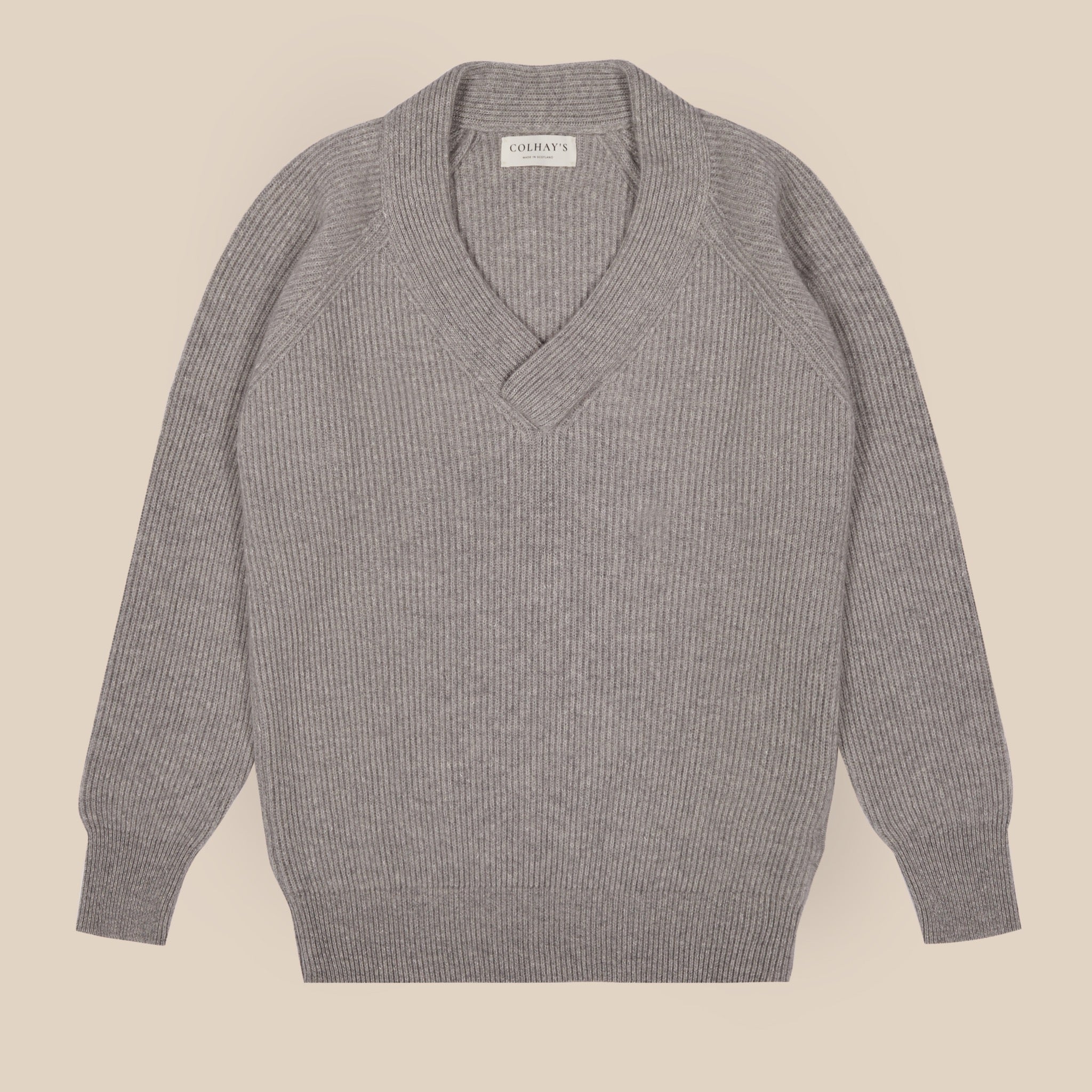 Cashmere linen ivy v neck in light grey