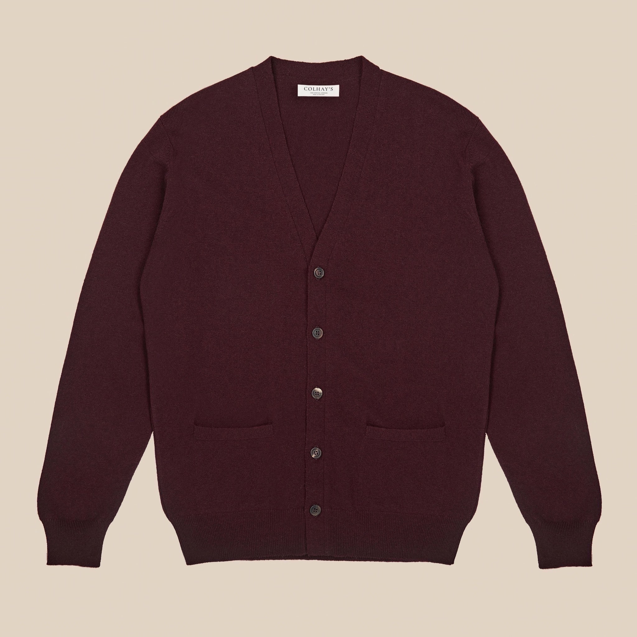 Superfine lambswool tennis cardigan in burgundy - Colhay's