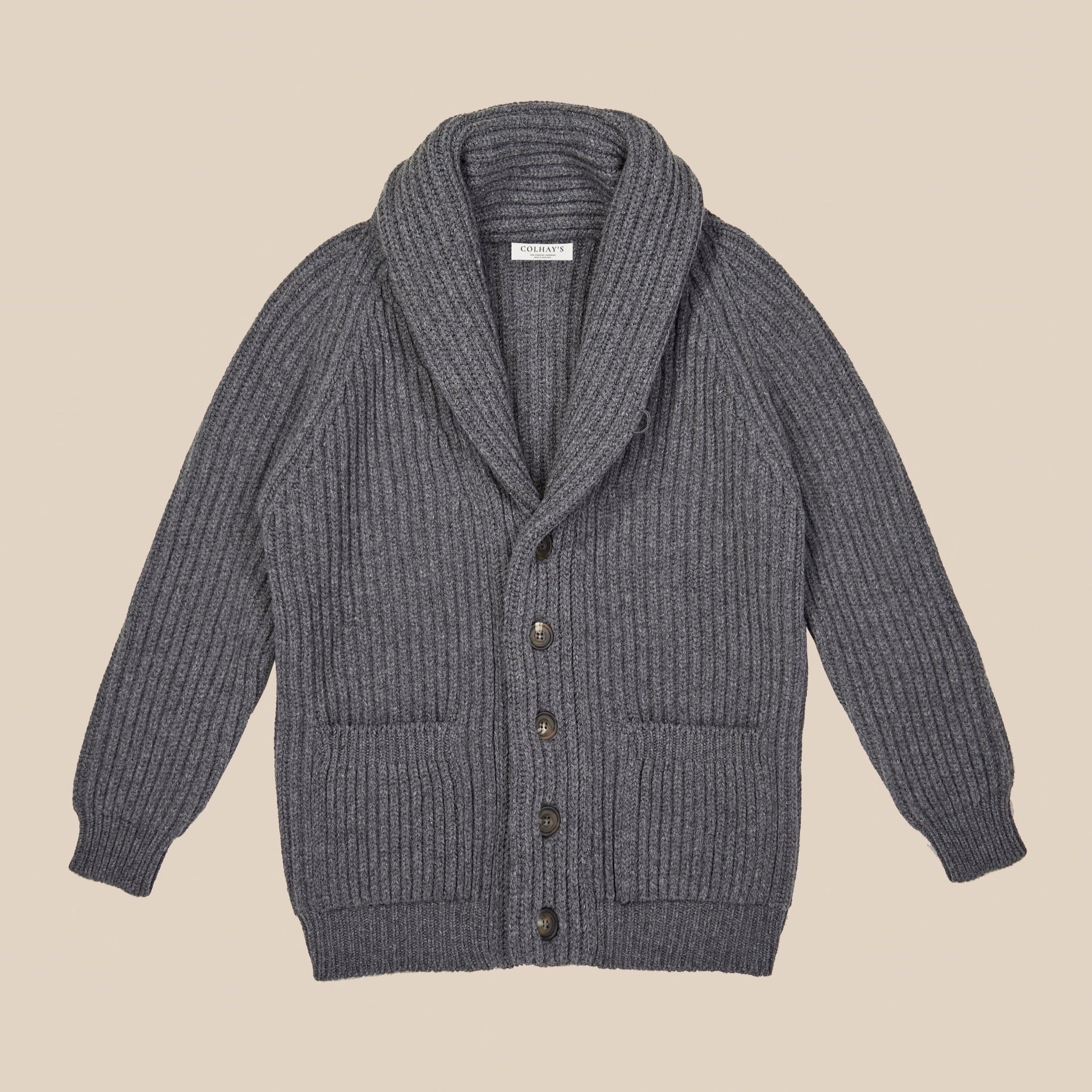 Lambswool shawl collar cardigan in grey