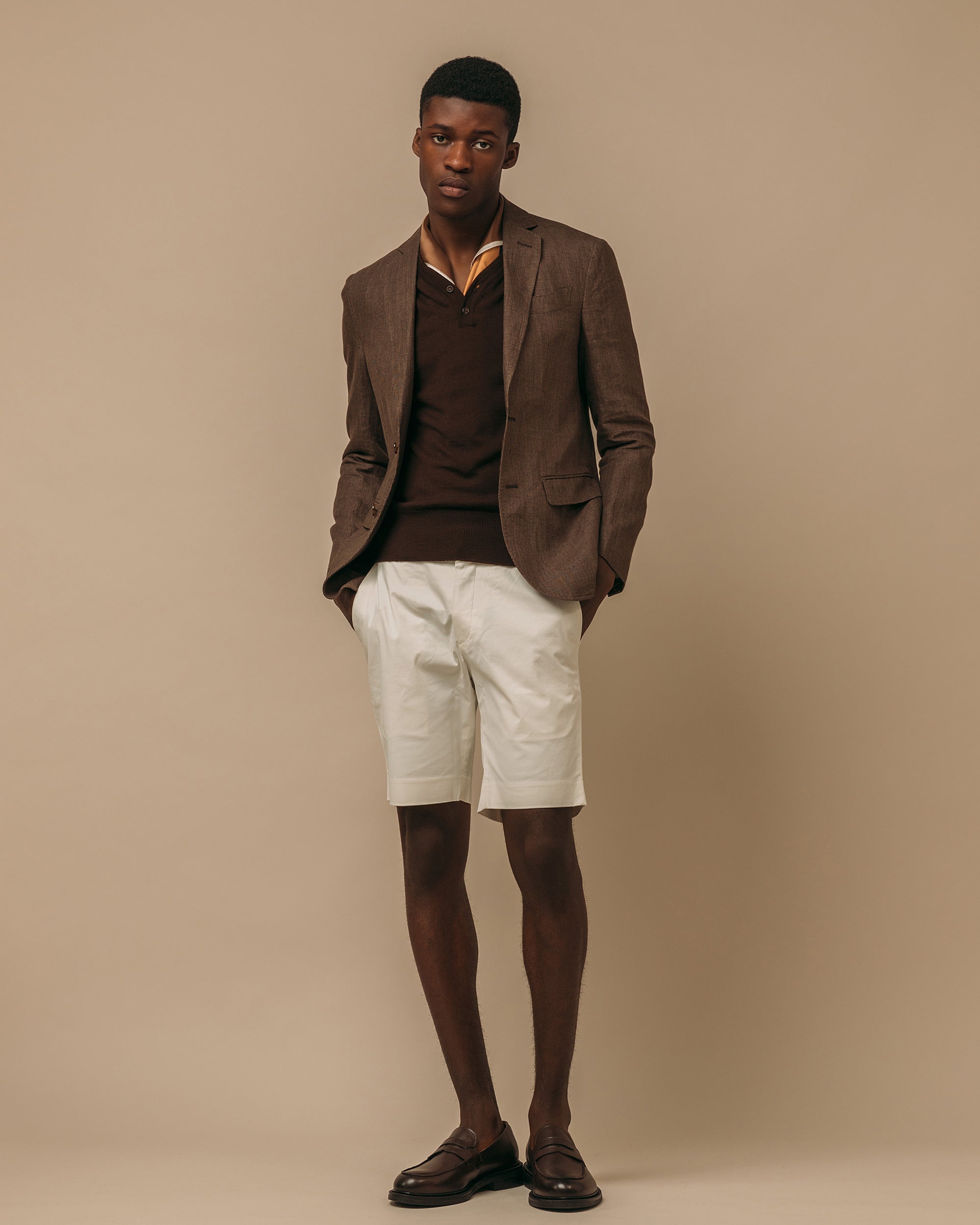Merino rower's henley shirt in brown - Colhay's