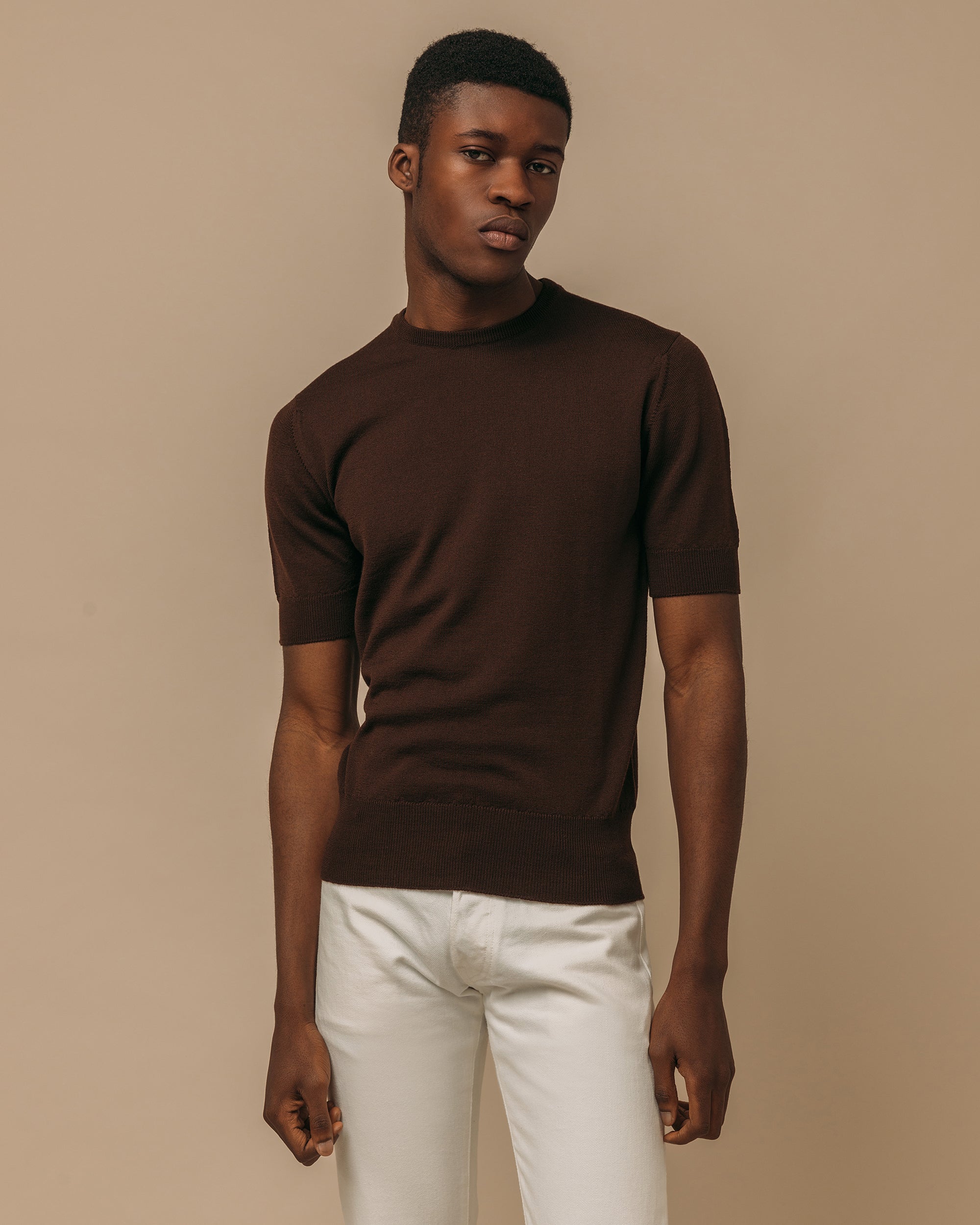 Merino sport shirt in brown - Colhay's