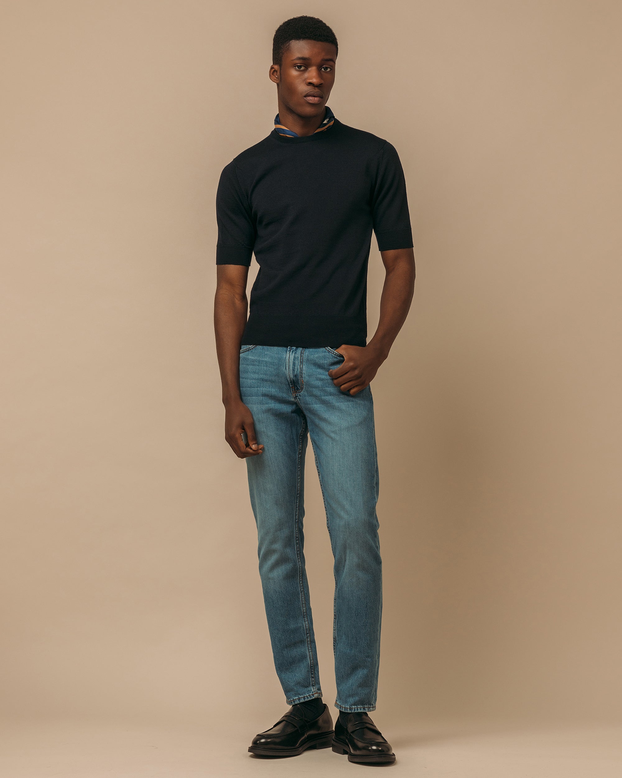 Merino sport shirt in navy - Colhay's