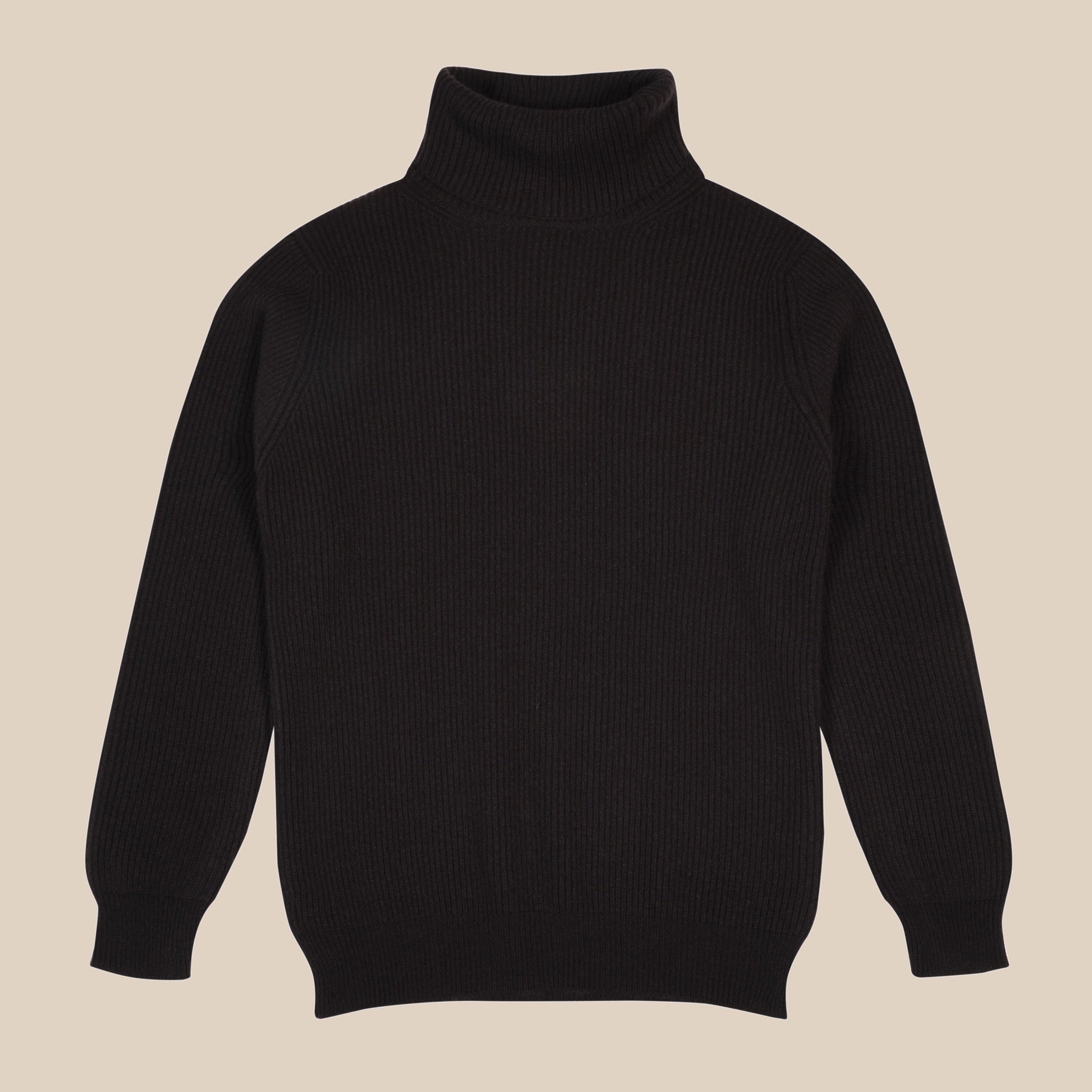 Cashmere ribbed submariner rollneck in dark brown