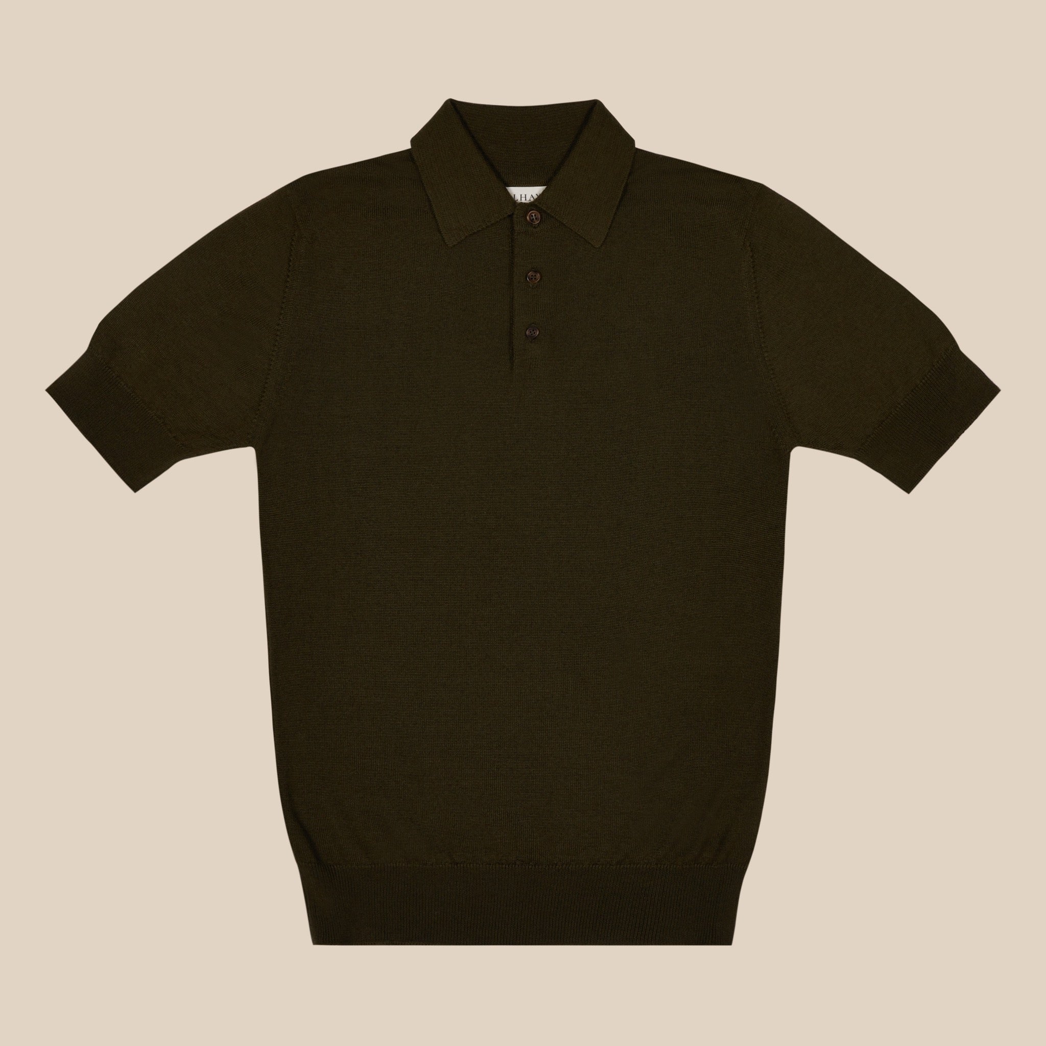 Cashmere silk tennis polo in olive