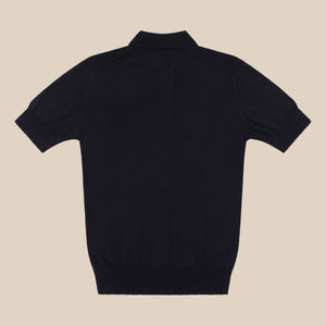 Cashmere silk tennis polo in navy - Colhay's