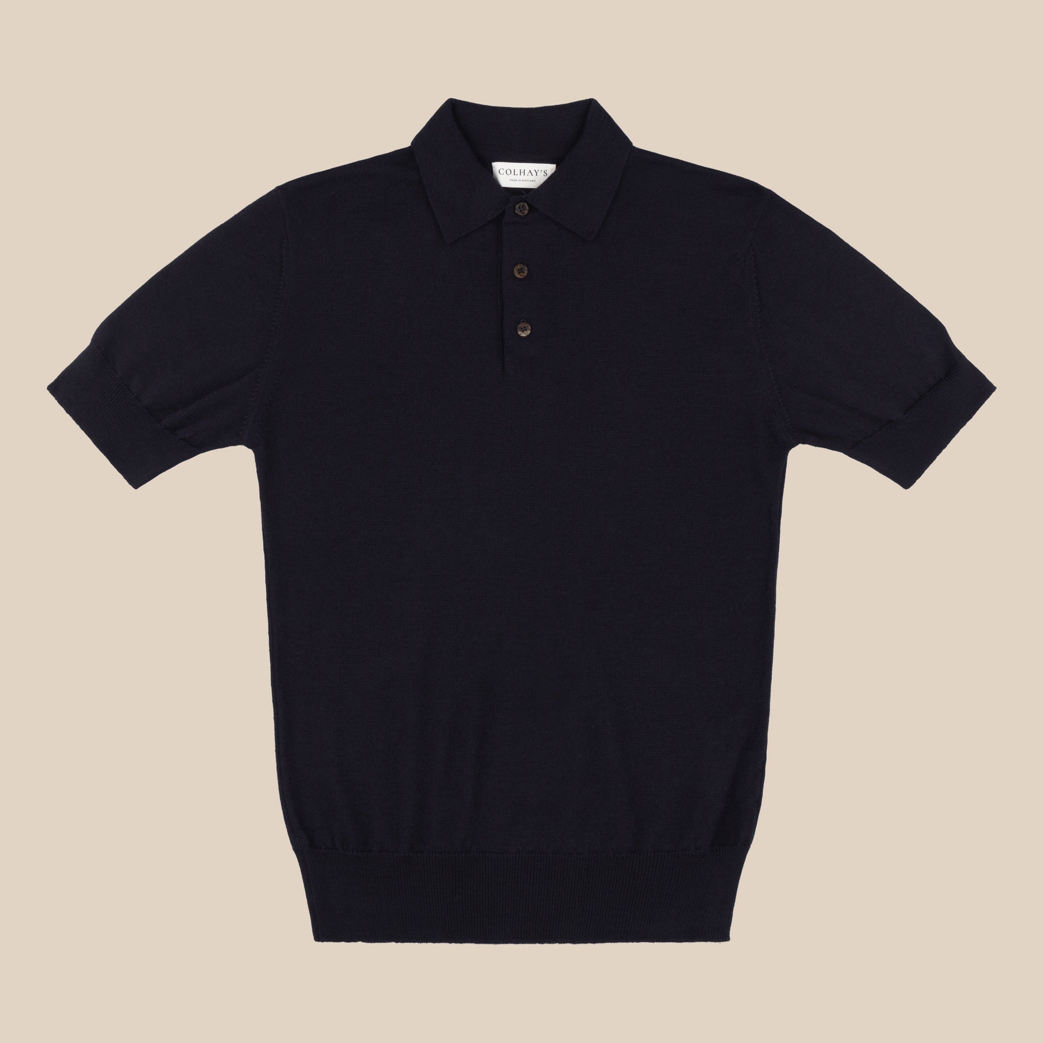 Cashmere silk tennis polo in navy - Colhay's