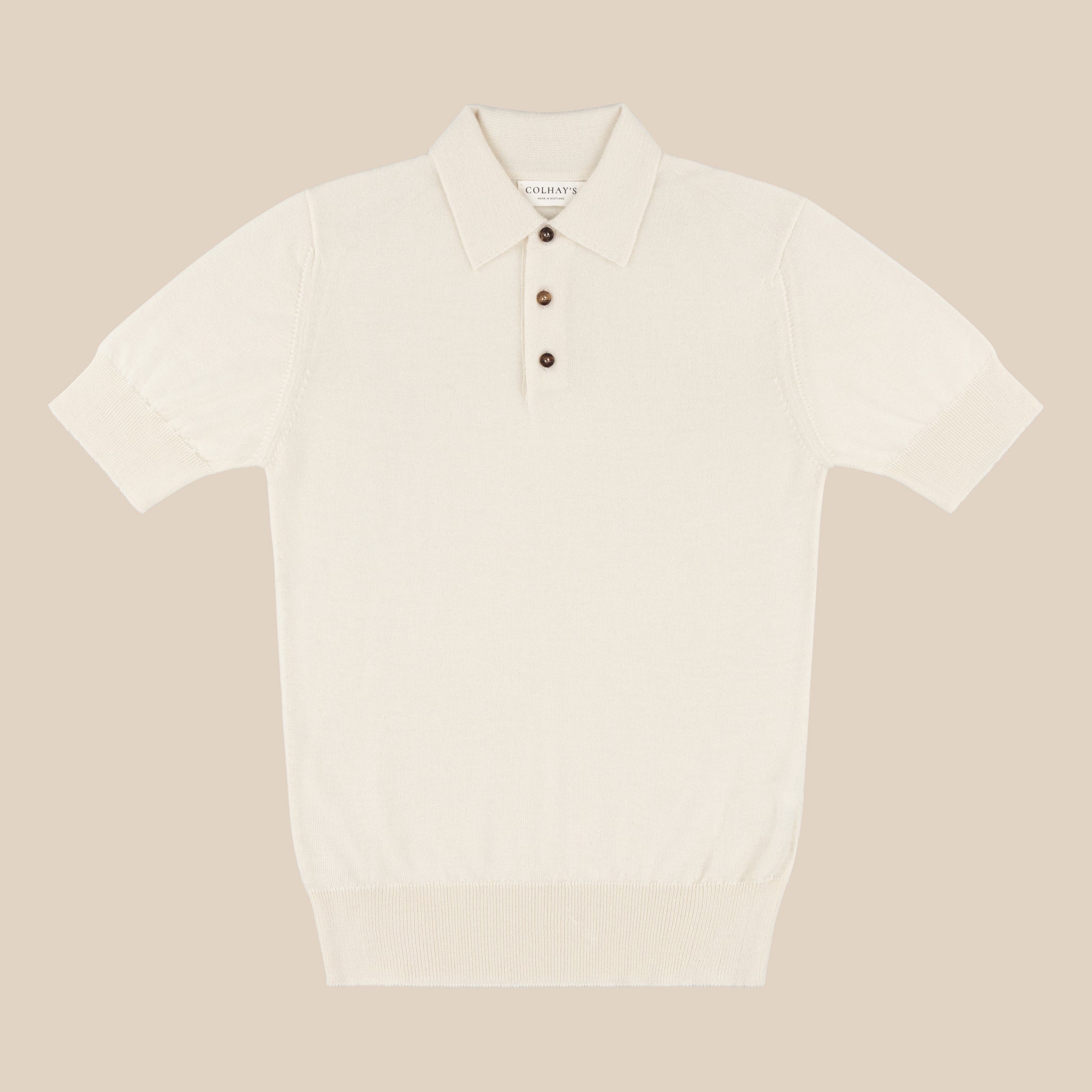 Cashmere silk tennis polo in cream - Colhay's