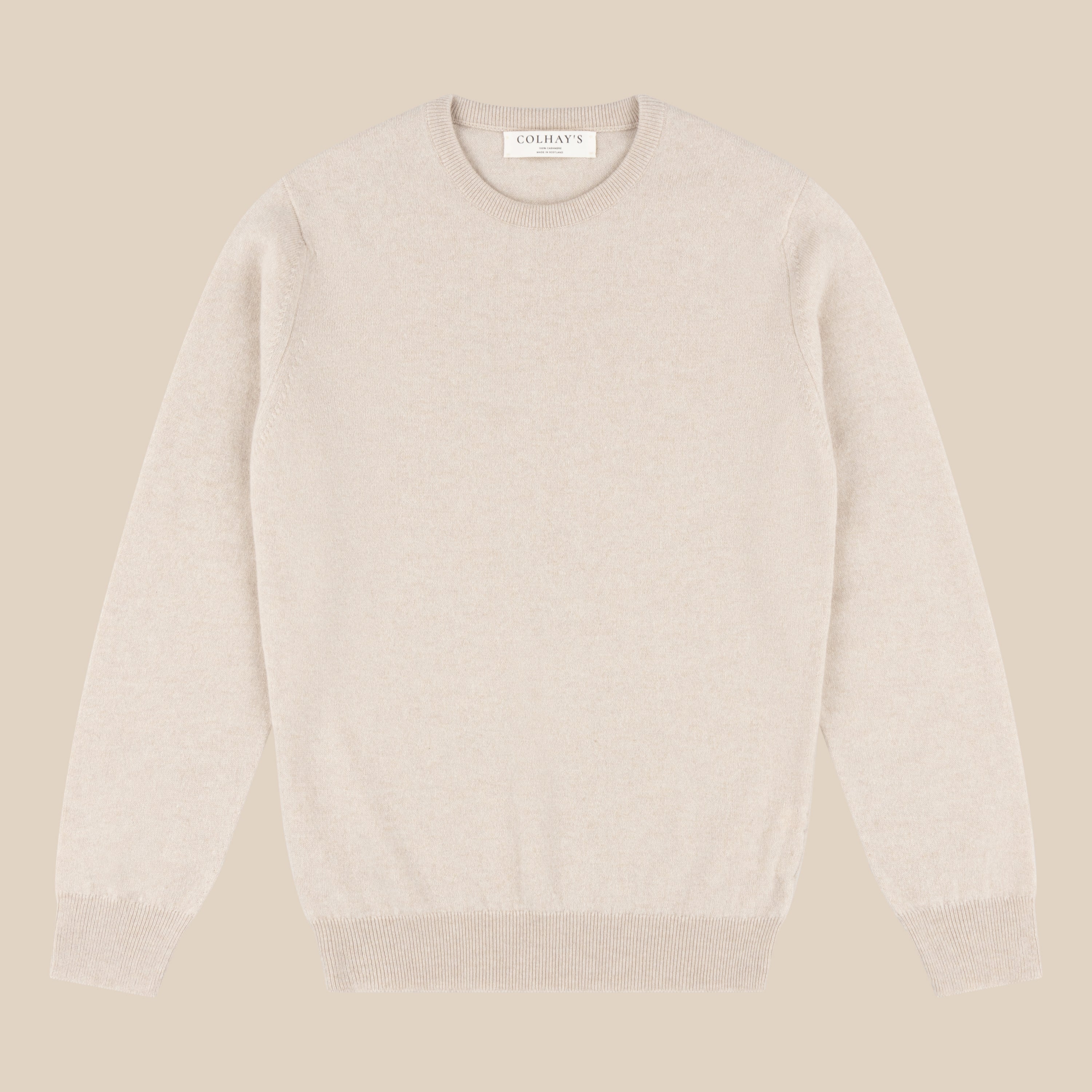 Cashmere crewneck in oatmeal colour