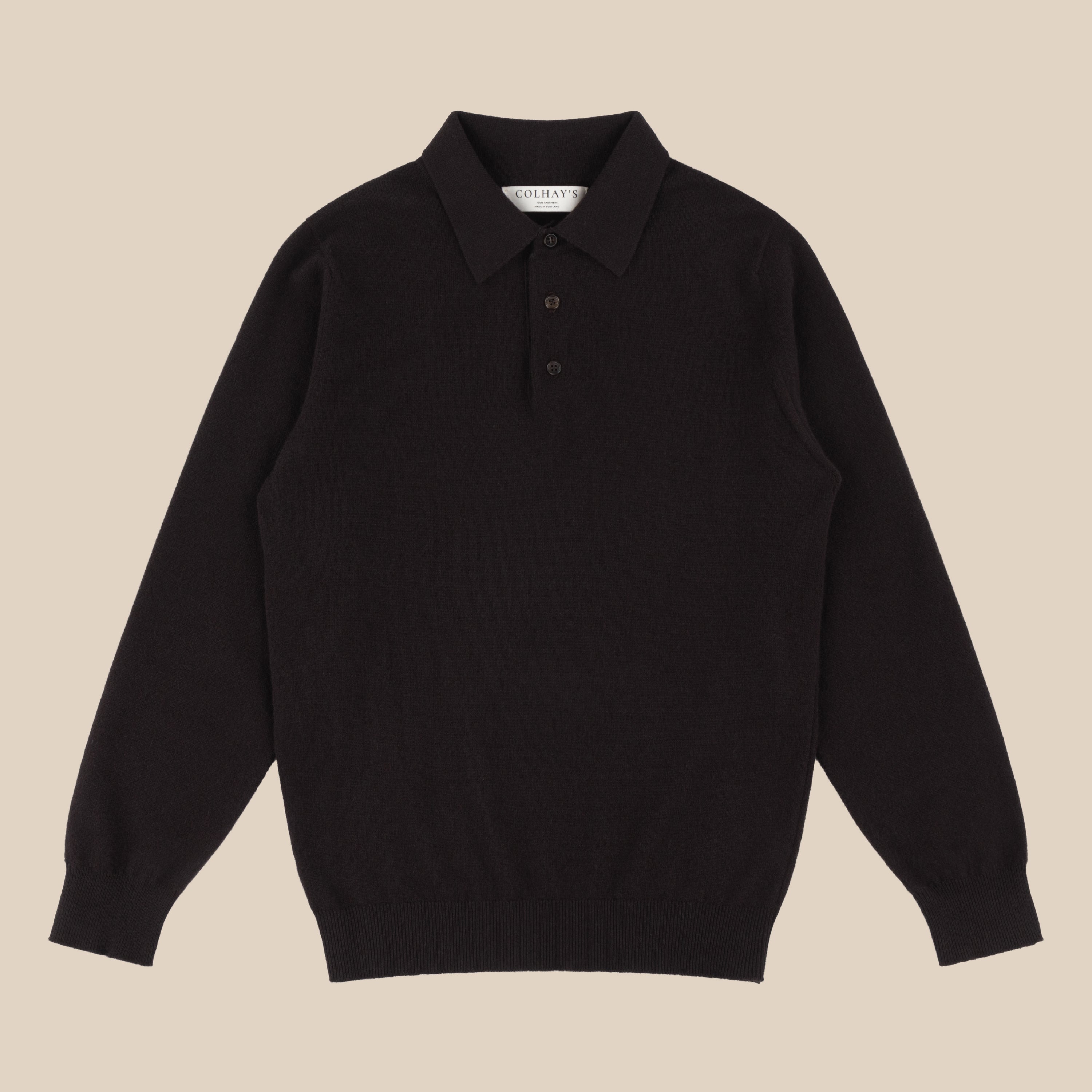 Cashmere polo shirt in dark brown