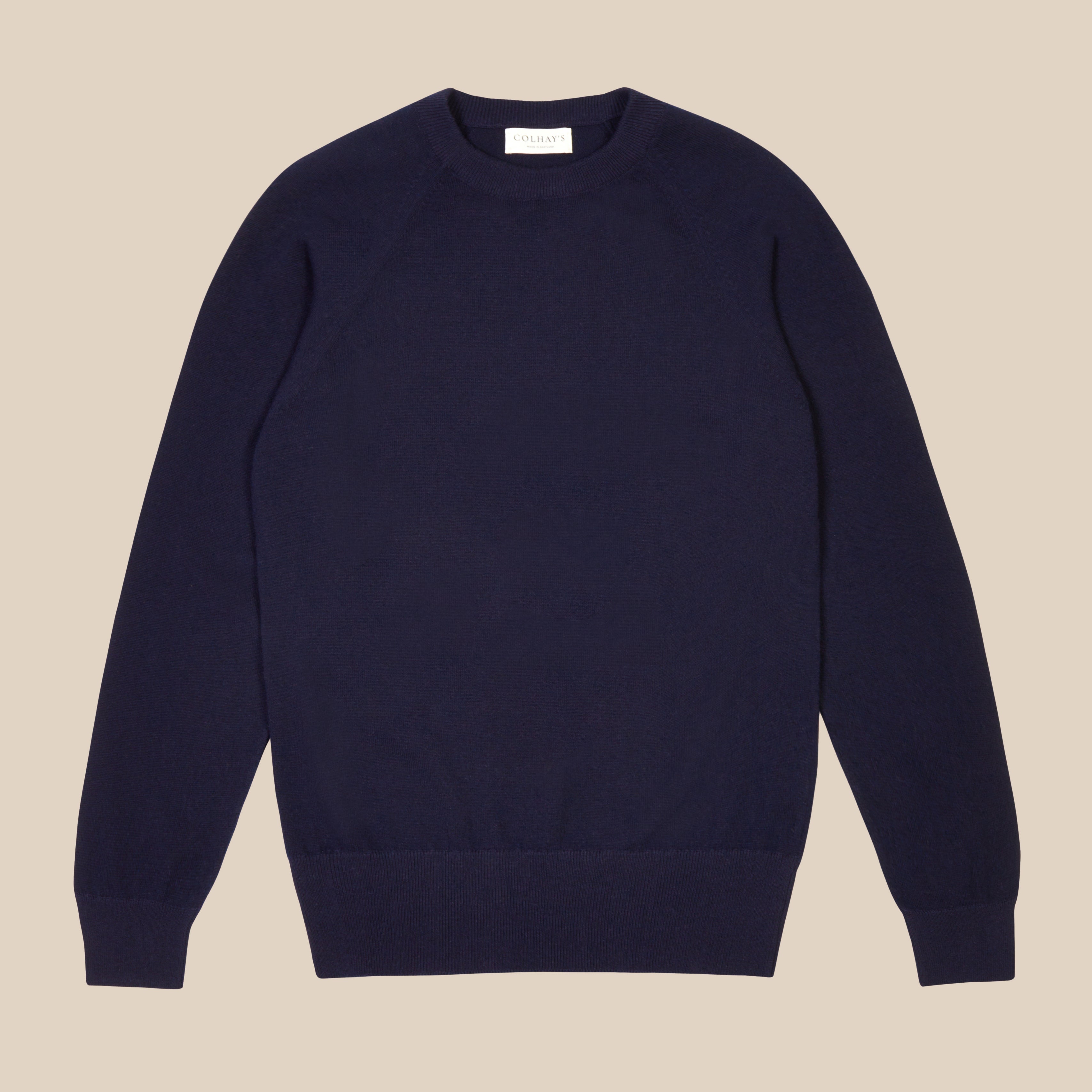 Cashmere cotton collegiate raglan sweatshirt in navy