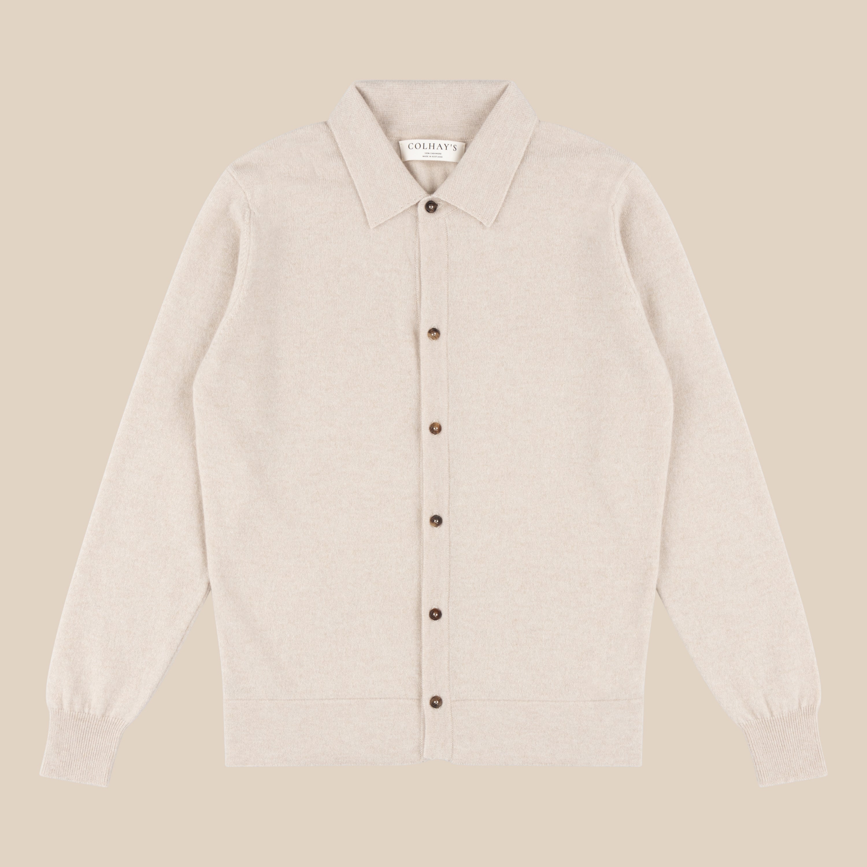 Cashmere shirt cardigan in oatmeal