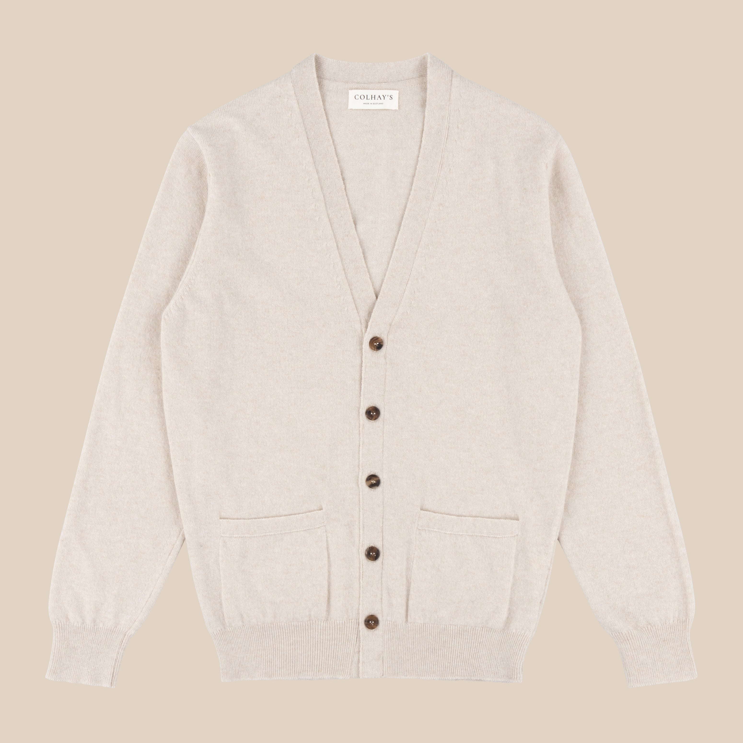 Superfine lambswool tennis cardigan in oatmeal - Colhay's