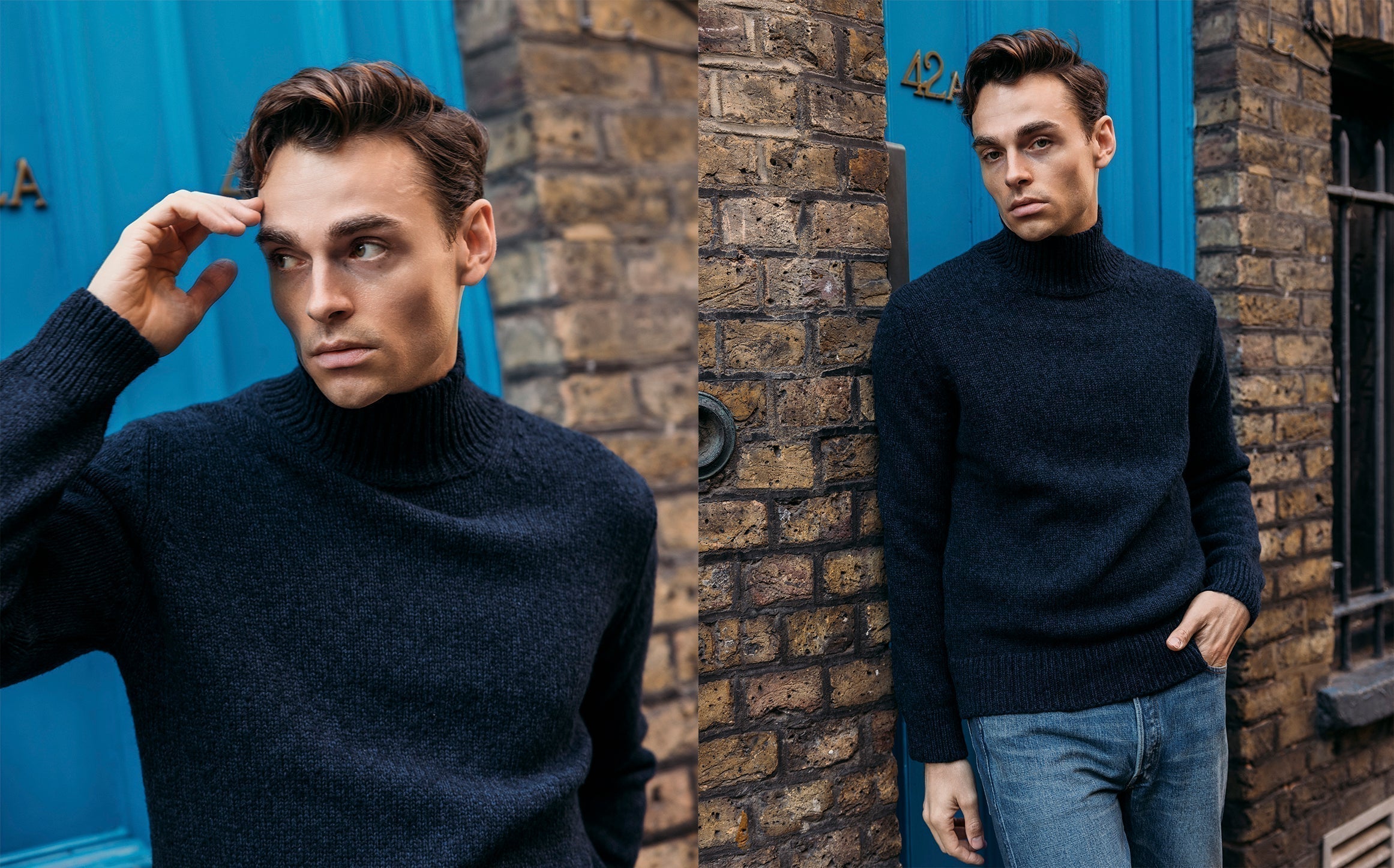 Cashmere Slub Wool Captain's Funnel Neck
