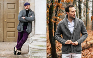 Colhay’s Styled by You: The Superfine Lambswool Shawl Collar Cardigan in Grey Mélange.