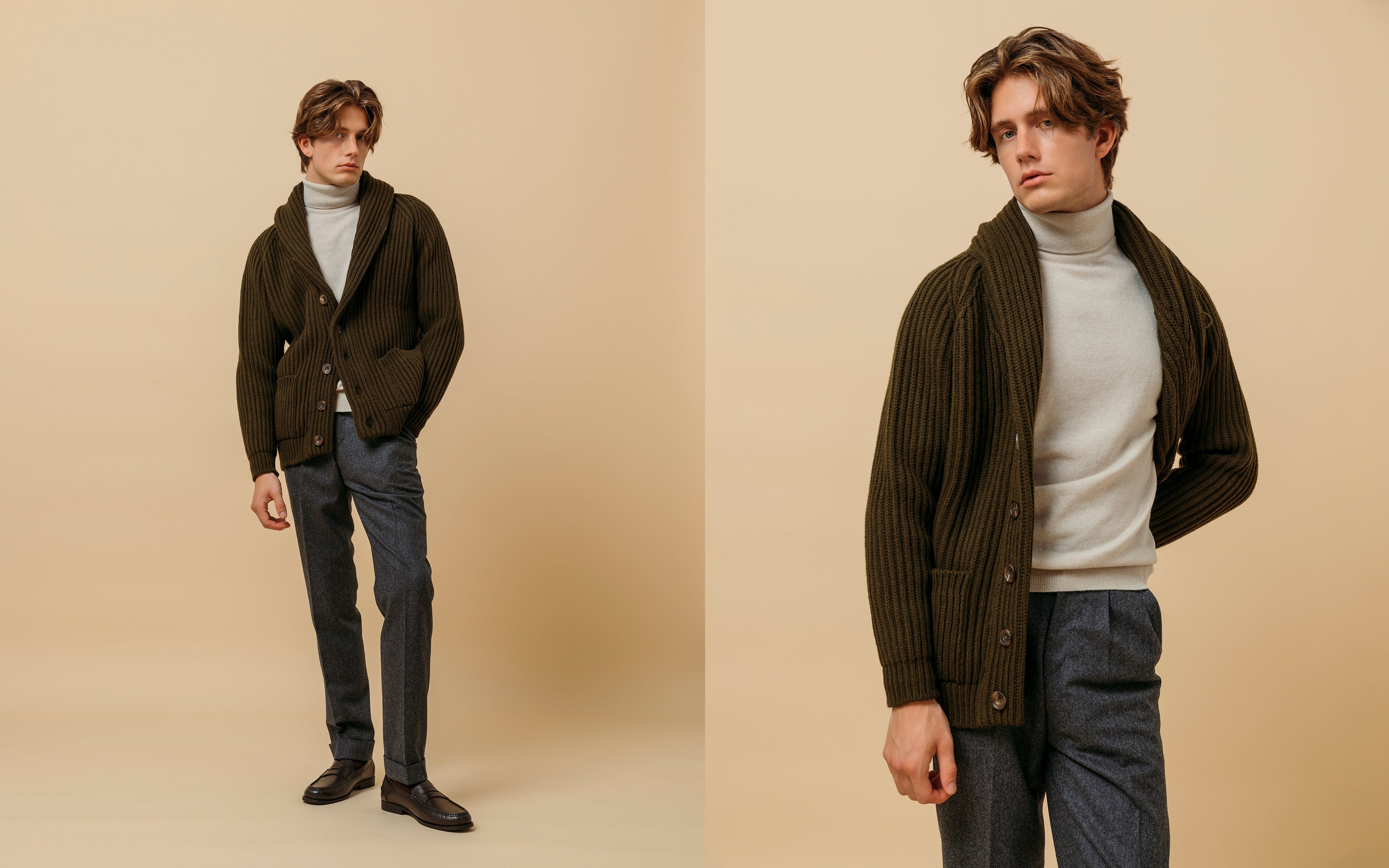 Olive style cardigan knitwear