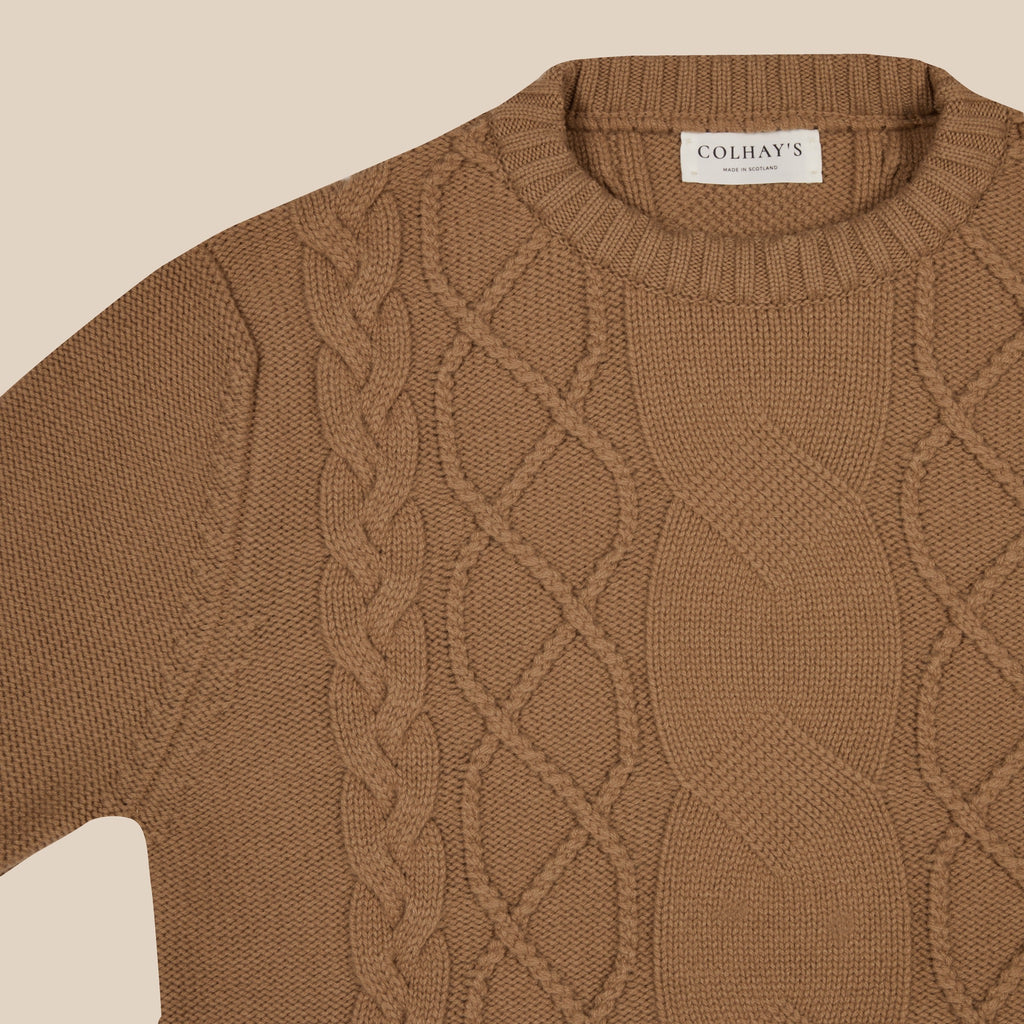 Charlie Cable Cashmere Sweater in Cloud